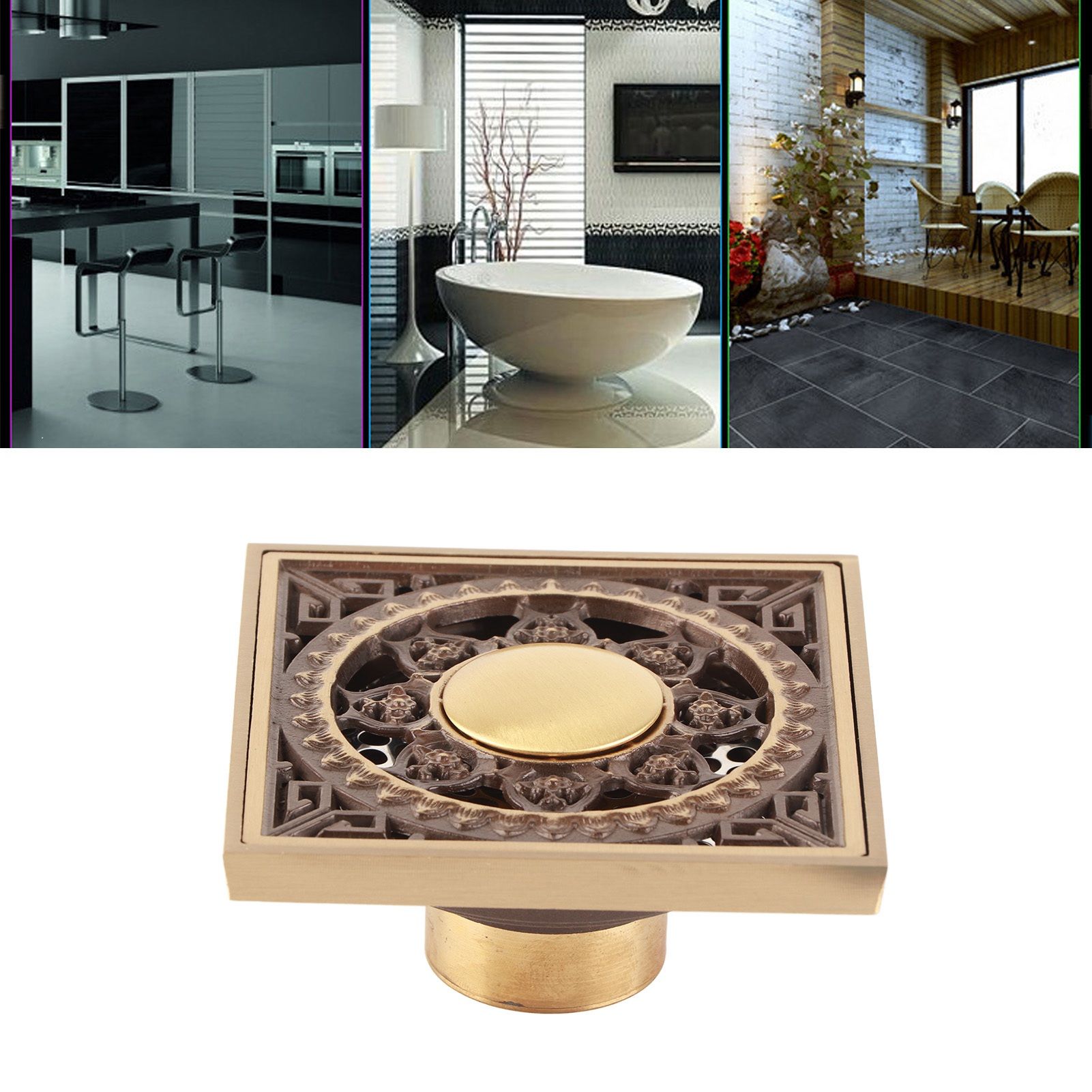 10x10cm All‑Copper Floor Drain Insect‑Proof Odor‑Proof Antique Floor Drain for view 12
