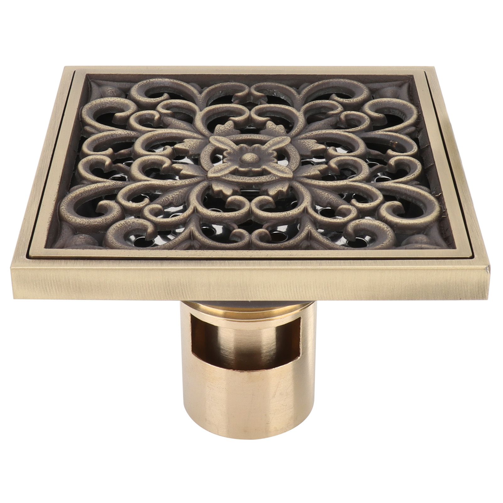 Floor Drain Antique Copper Shower Drain Kit for Home Hotel Bathroom Toilet 10x10cm view 2