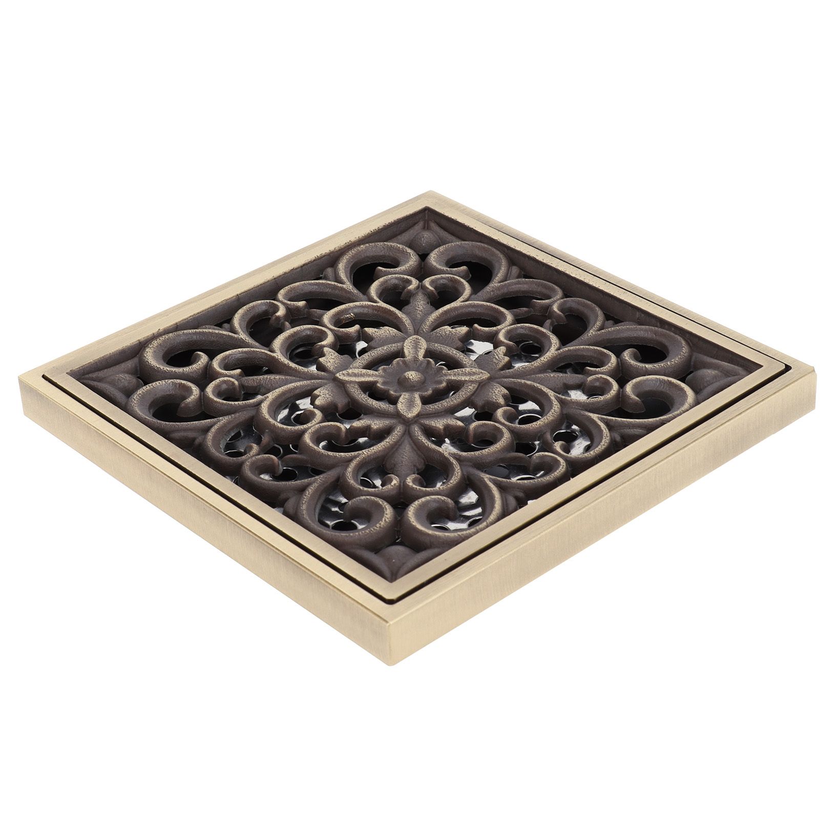 Floor Drain Antique Copper Shower Drain Kit for Home Hotel Bathroom Toilet 10x10cm view 3