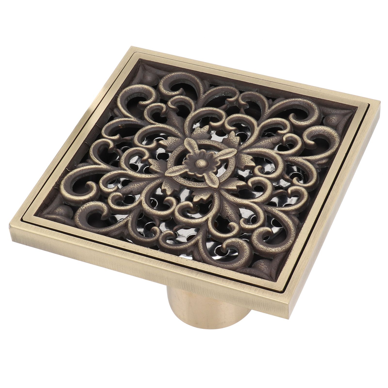 Floor Drain Antique Copper Shower Drain Kit for Home Hotel Bathroom Toilet 10x10cm view 5