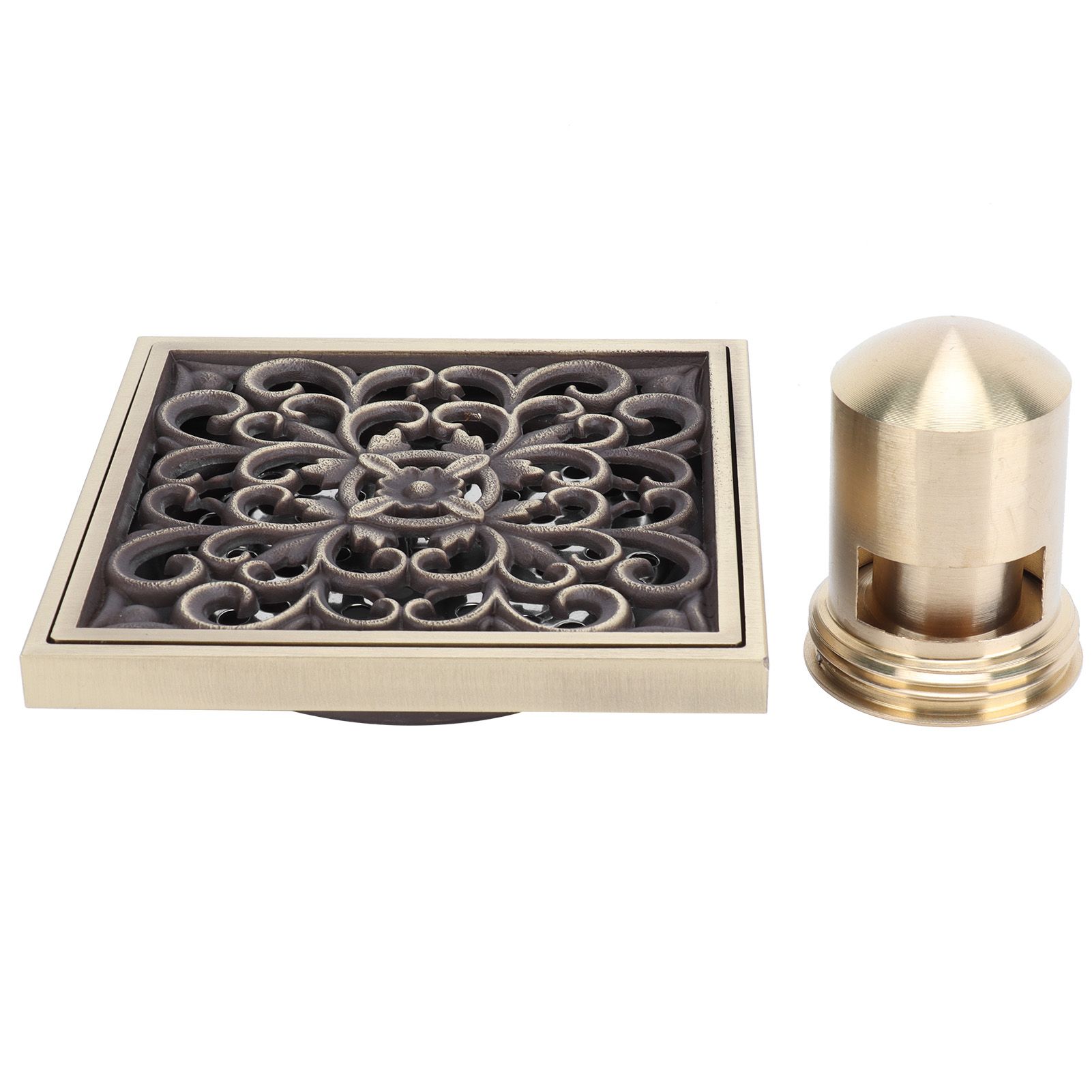 Floor Drain Antique Copper Shower Drain Kit for Home Hotel Bathroom Toilet 10x10cm view 6