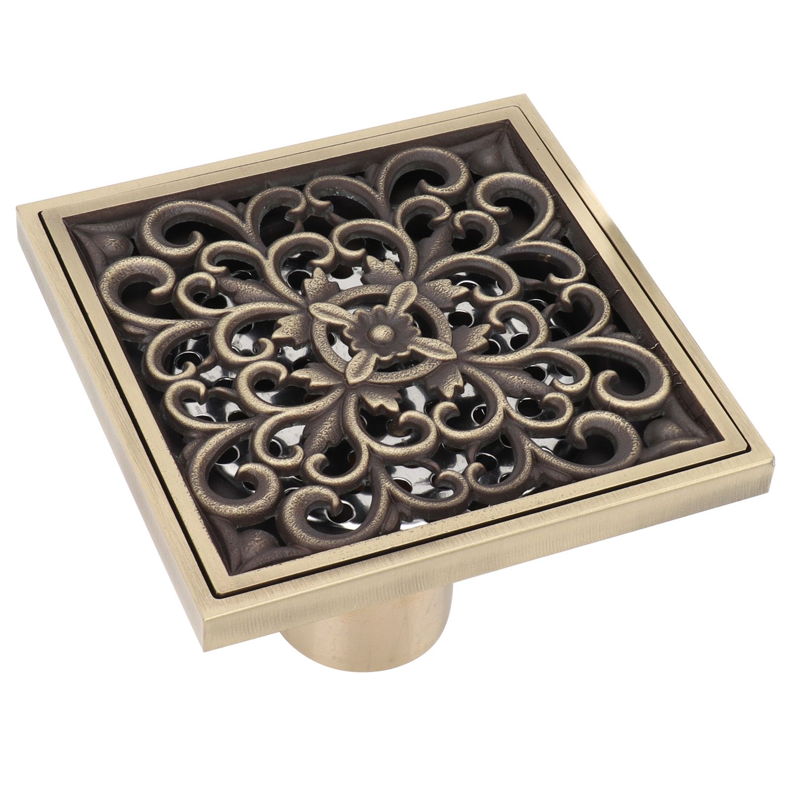 Floor Drain Antique Copper Shower Drain Kit for Home Hotel Bathroom Toilet 10x10cm view 7