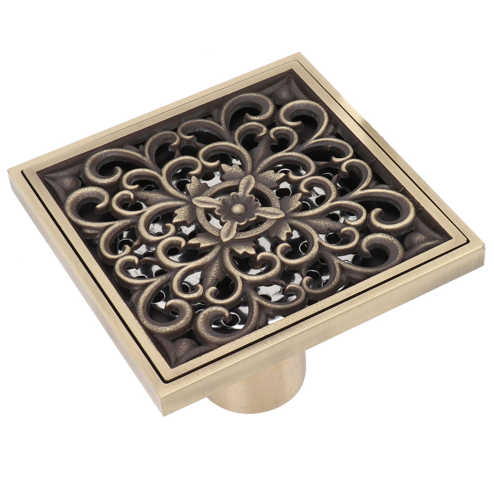 Floor Drain Antique Copper Shower Drain Kit for Home Hotel Bathroom Toilet 10x10cm view 8