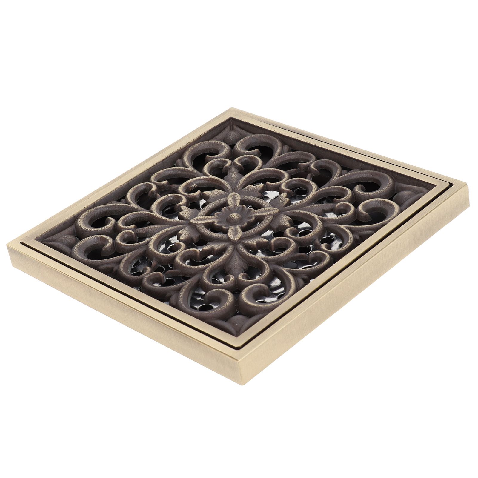 Floor Drain Antique Copper Shower Drain Kit for Home Hotel Bathroom Toilet 10x10cm view 9
