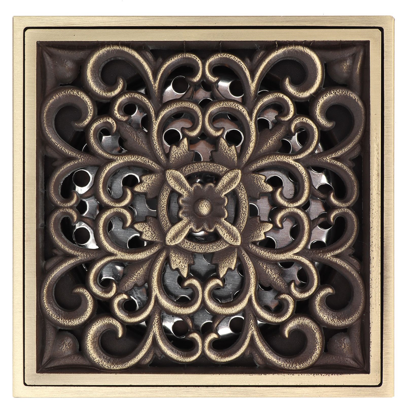 Floor Drain Antique Copper Shower Drain Kit for Home Hotel Bathroom Toilet 10x10cm view 10