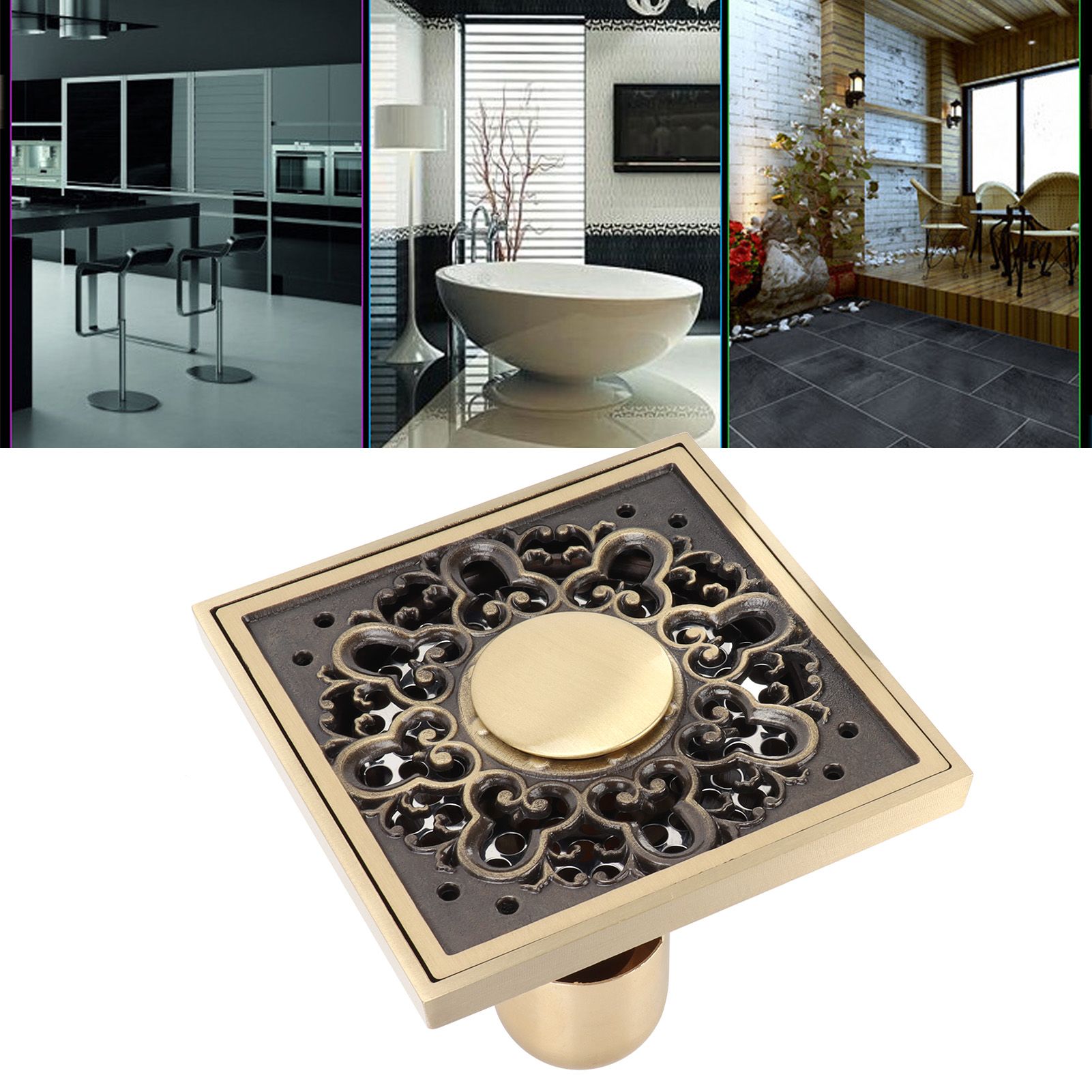 Deodorant Floor Drain Kit Copper Antique Concealed Shower Drain for Kitchen view 11