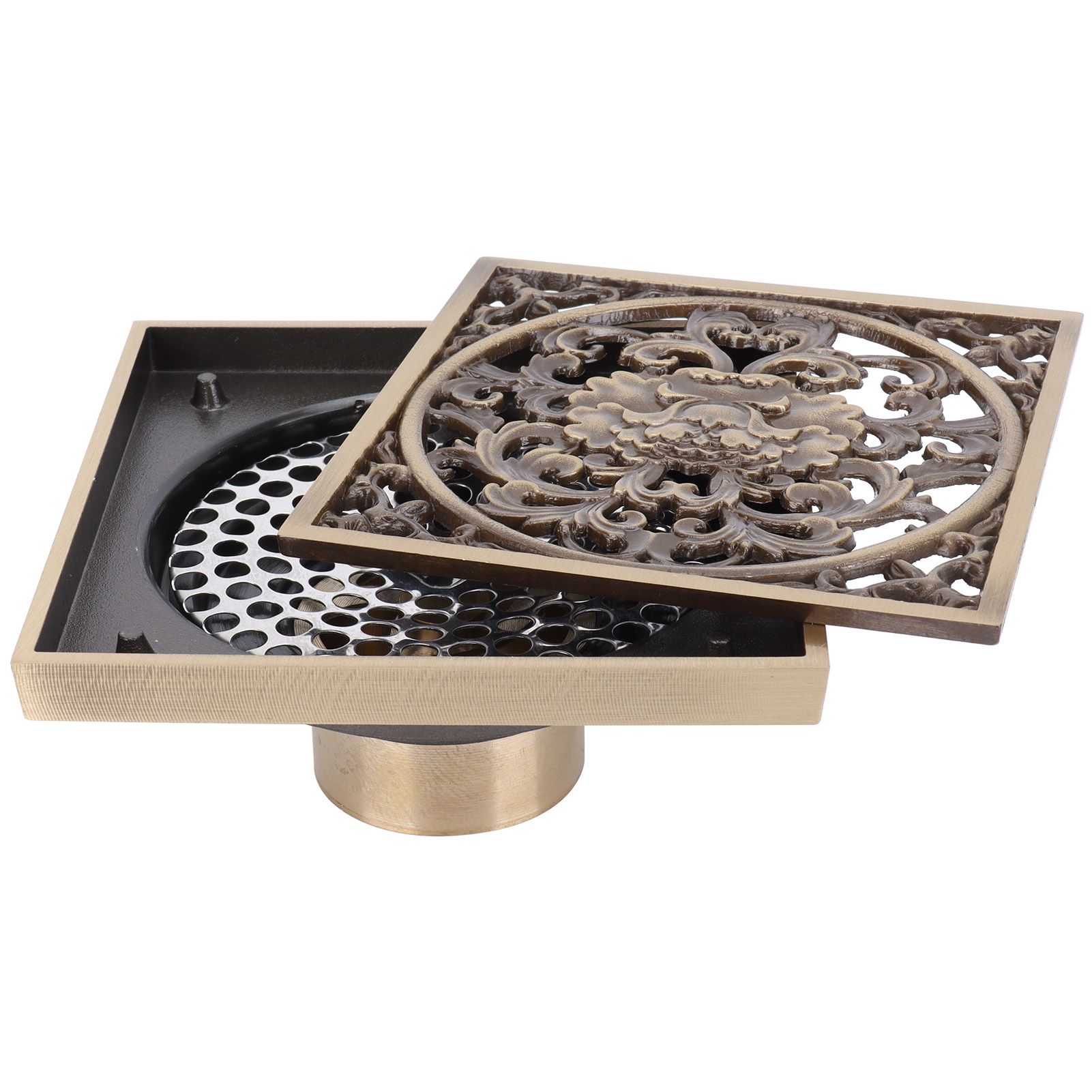 10x10cm Floor Drain Antique Copper Anti Odor Bathroom Floor Drainer