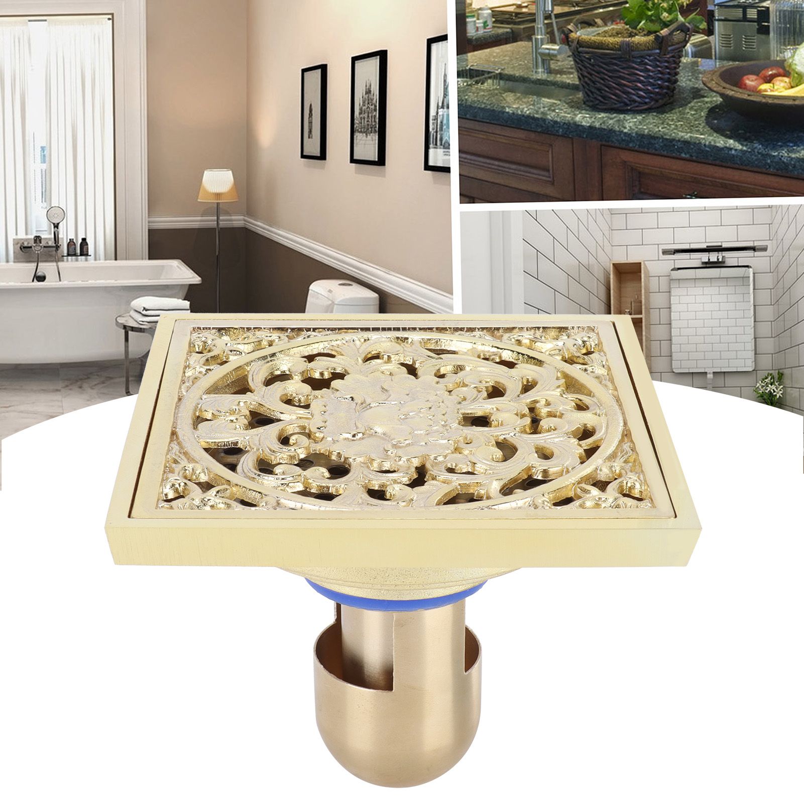 10x10cm Floor Drain Gold Copper Deodorant Floor Drain Strainer for Kitchen view 11