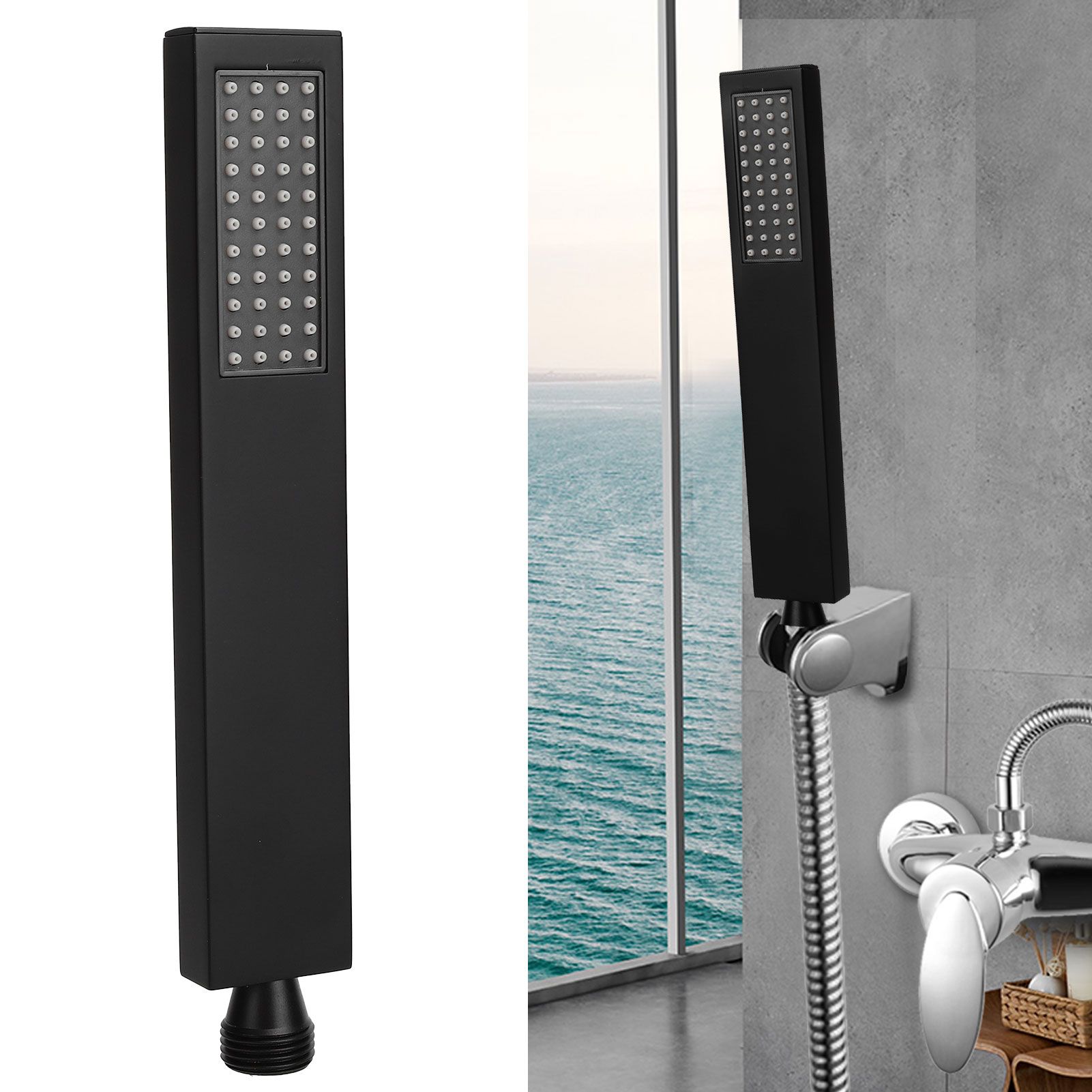 G1/2 Flat Square Shape Shower Head HandHeld Full Copper Shower Sprayer for view 11