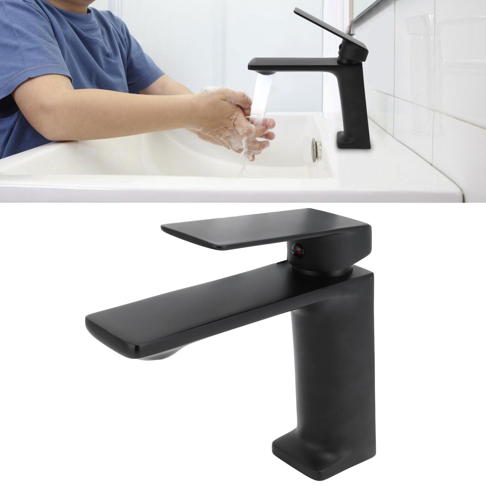 G1/2 Wash Basin Faucet Luxury Black Sink Hot Cold Water Mixer Tap for Home view 11
