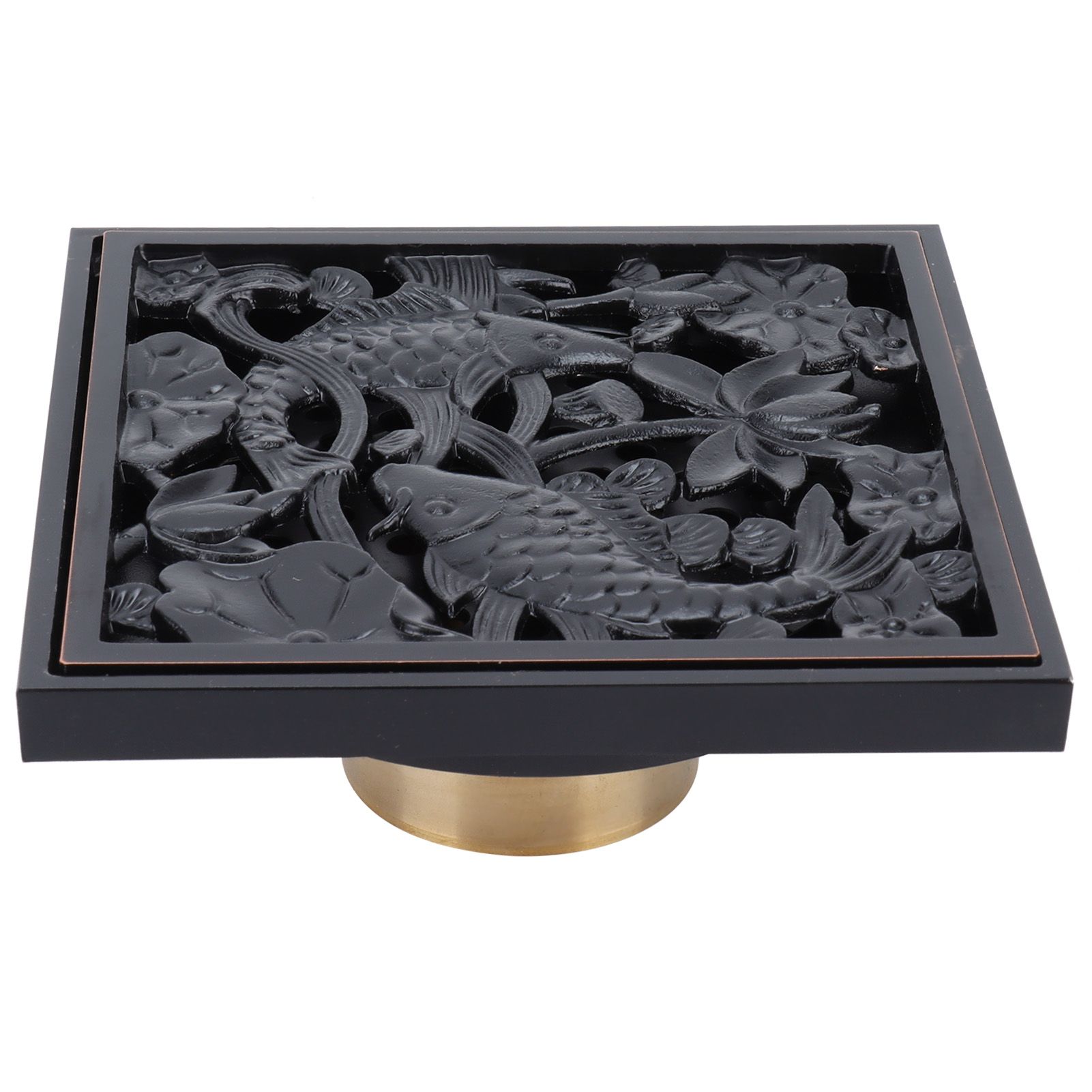 Black Shower Floor Drain 10x10cm Copper Floor Drain Strainer for Hotel view 2
