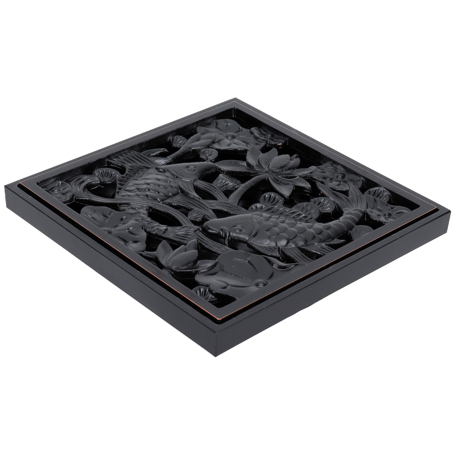 Black Shower Floor Drain 10x10cm Copper Floor Drain Strainer for Hotel view 4
