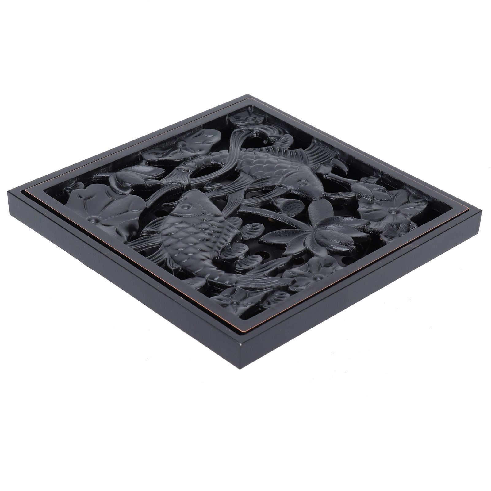 Black Shower Floor Drain 10x10cm Copper Floor Drain Strainer for Hotel view 6