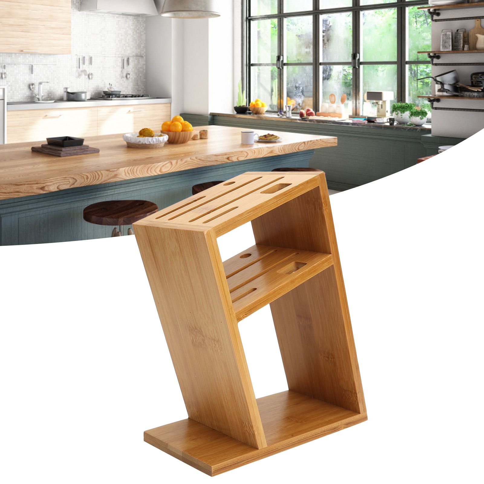 Bamboo Knife Holder Inclined Kitchen Knife Holder Multifunctional Bamboo Rack view 12