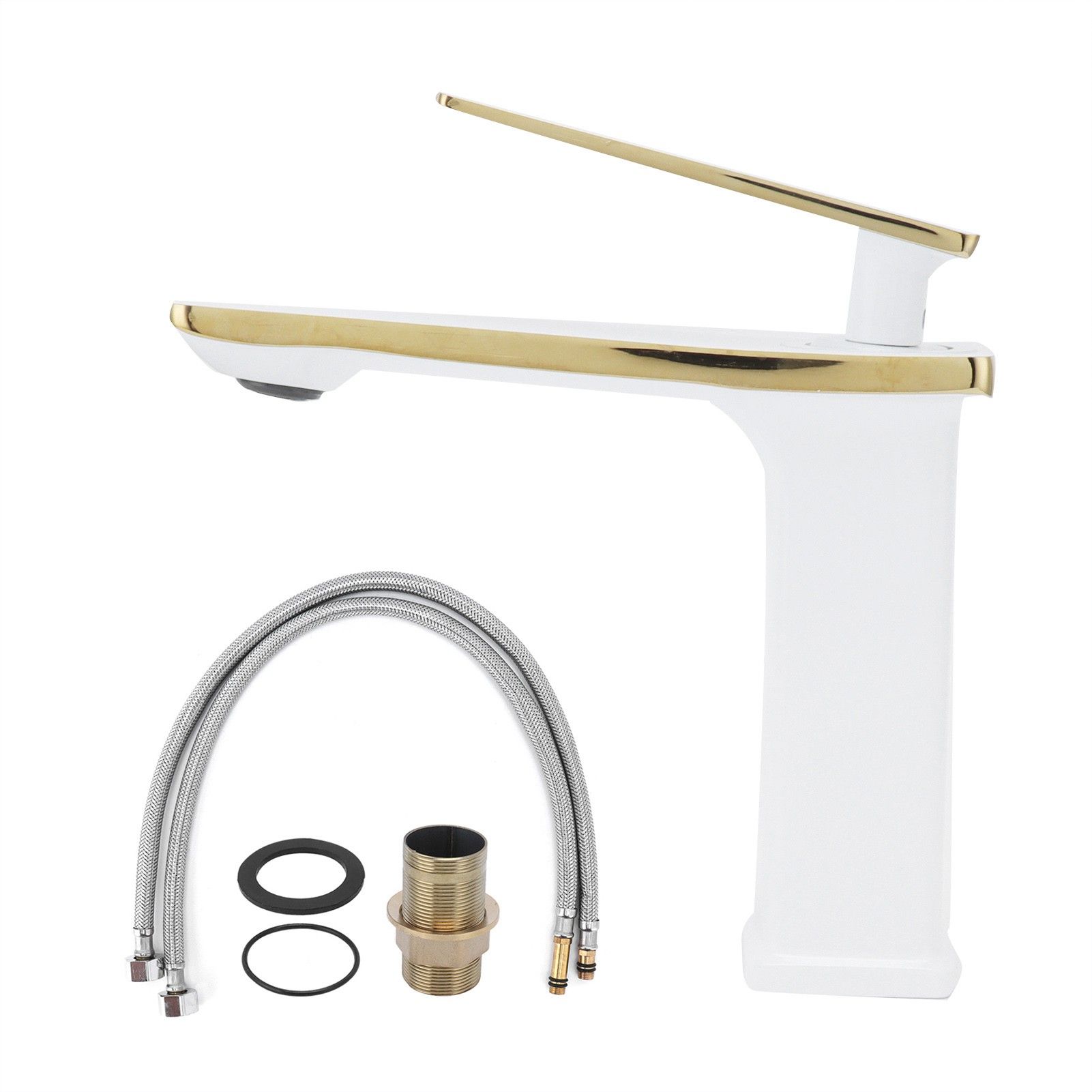 Copper Wash Basin Tap Hot Cold Mixing Faucet with Single Hole Long Handle for view 2