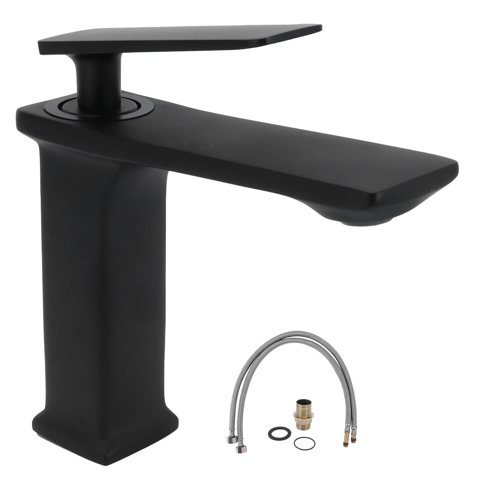 Copper Faucet Hot Cold Mixing Water Tap Wash Basin Tap with Single Hole Long view 2