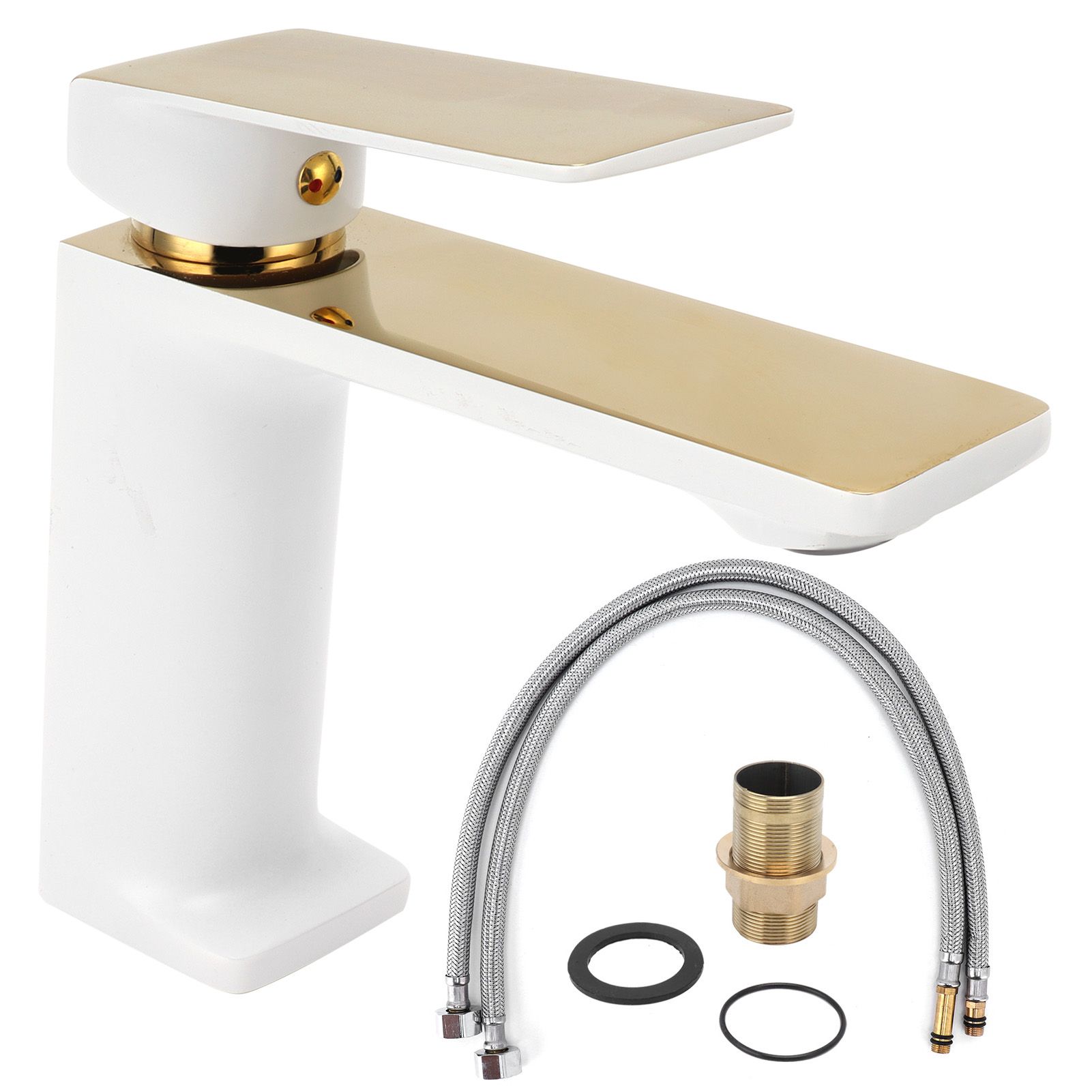 Faucet Hot Cold Mixing Water Tap Wash Basin Tap with Single Spout Long Handle view 2