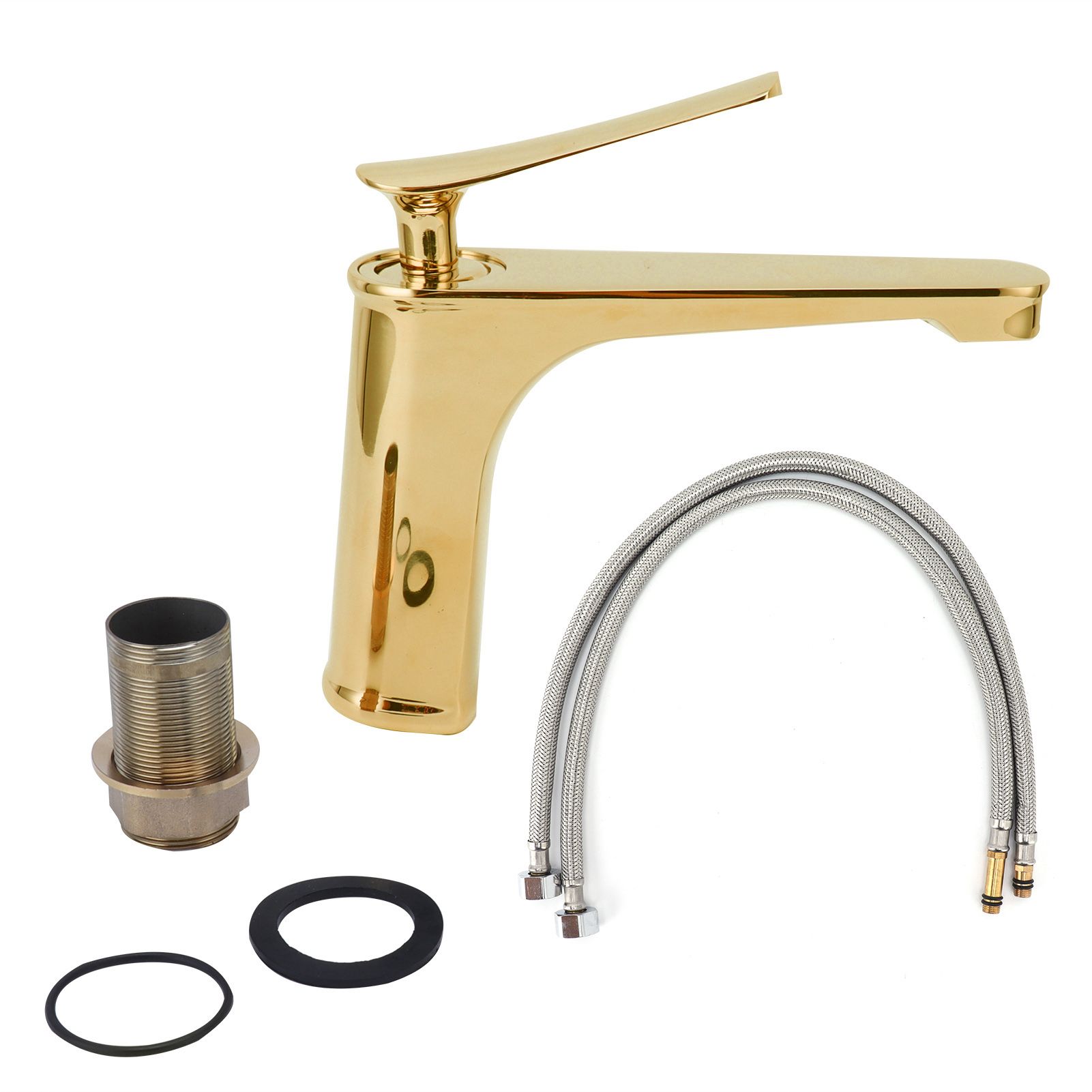 Copper Single Hole Faucet Hot and Cold Water Tap for Washbasin Lavatory view 2