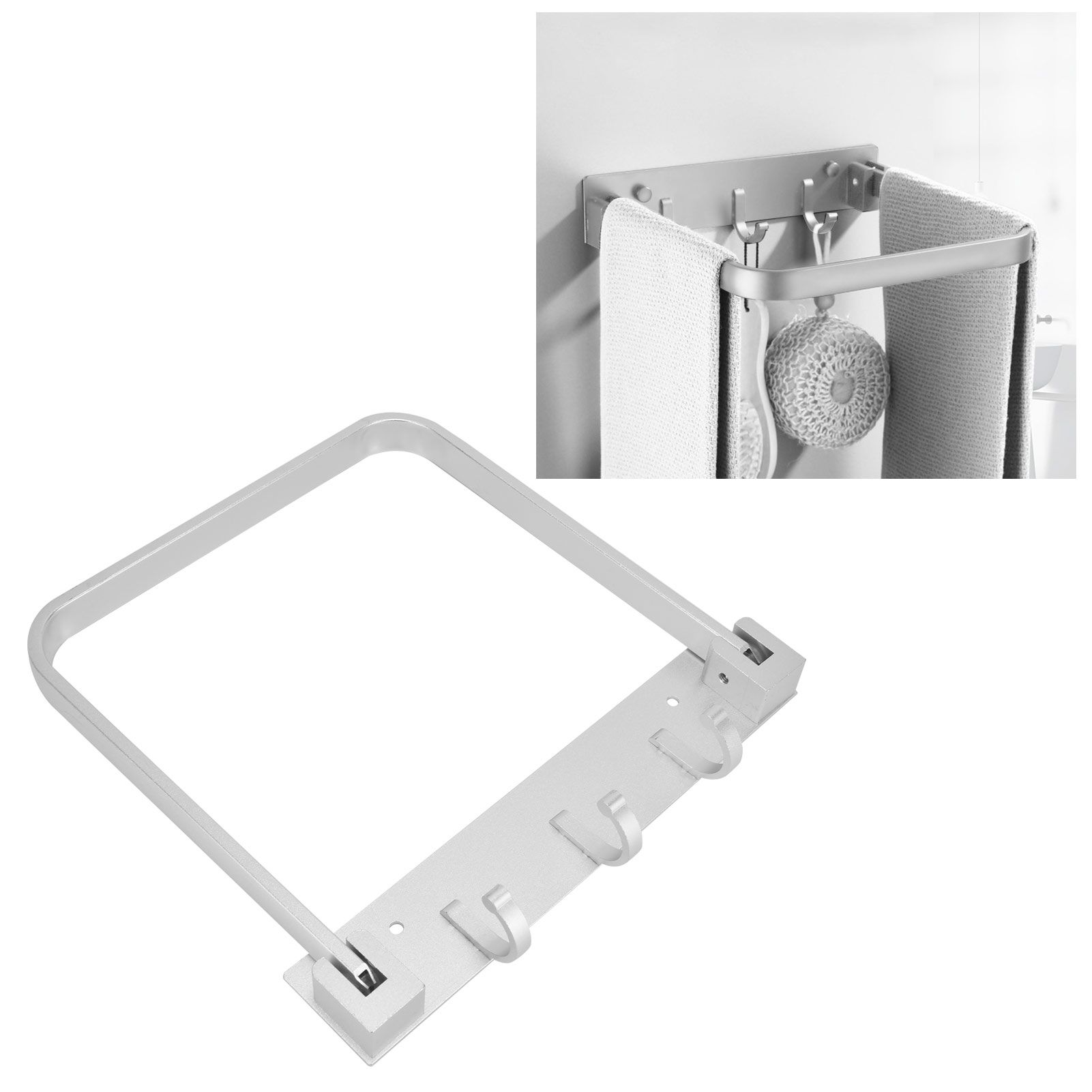 Collapsible Bathroom Rack with Row Hooks Multifunctional WallMounted Towel view 11