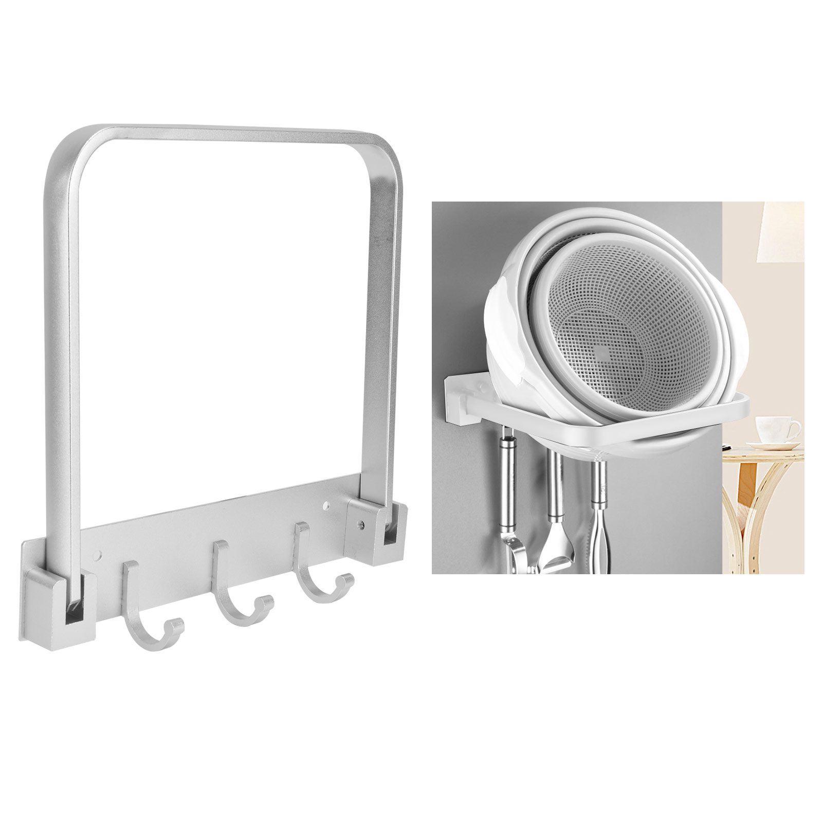 Collapsible Bathroom Rack with Row Hooks Multifunctional WallMounted Towel view 12