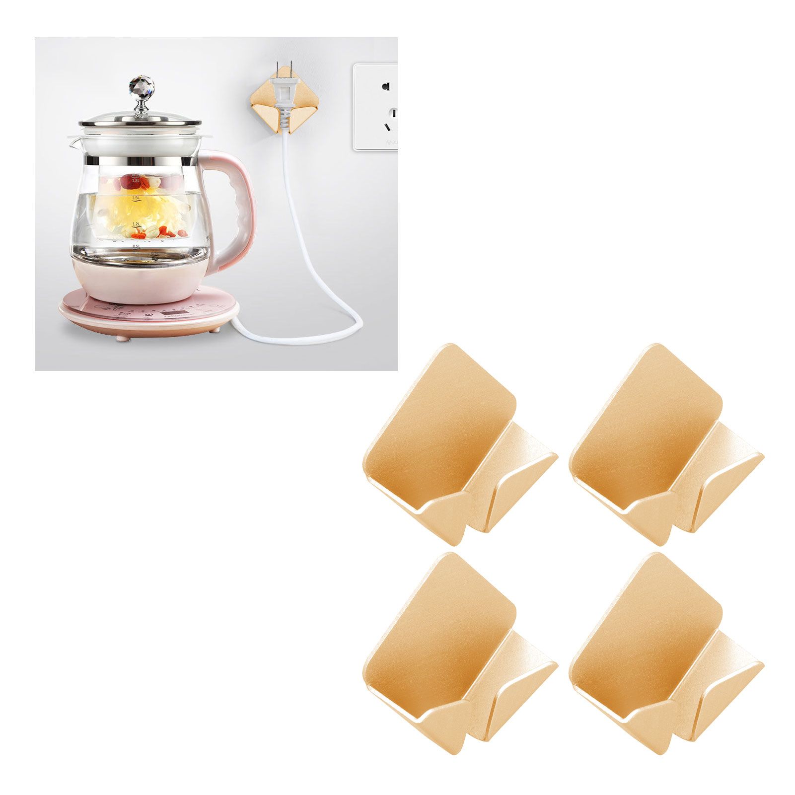 4pcs PunchFree Power Cord Storage Bracket SelfAdhesive Socket Plug Holder view 12