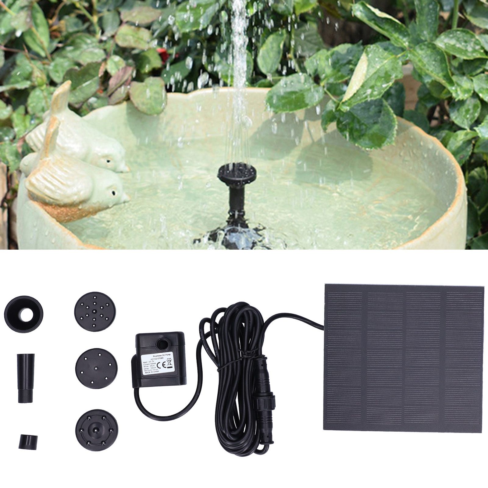 DC Brushless Solar Fountain Pump 180L Floating Waterfall Fountain Pond Garden view 12