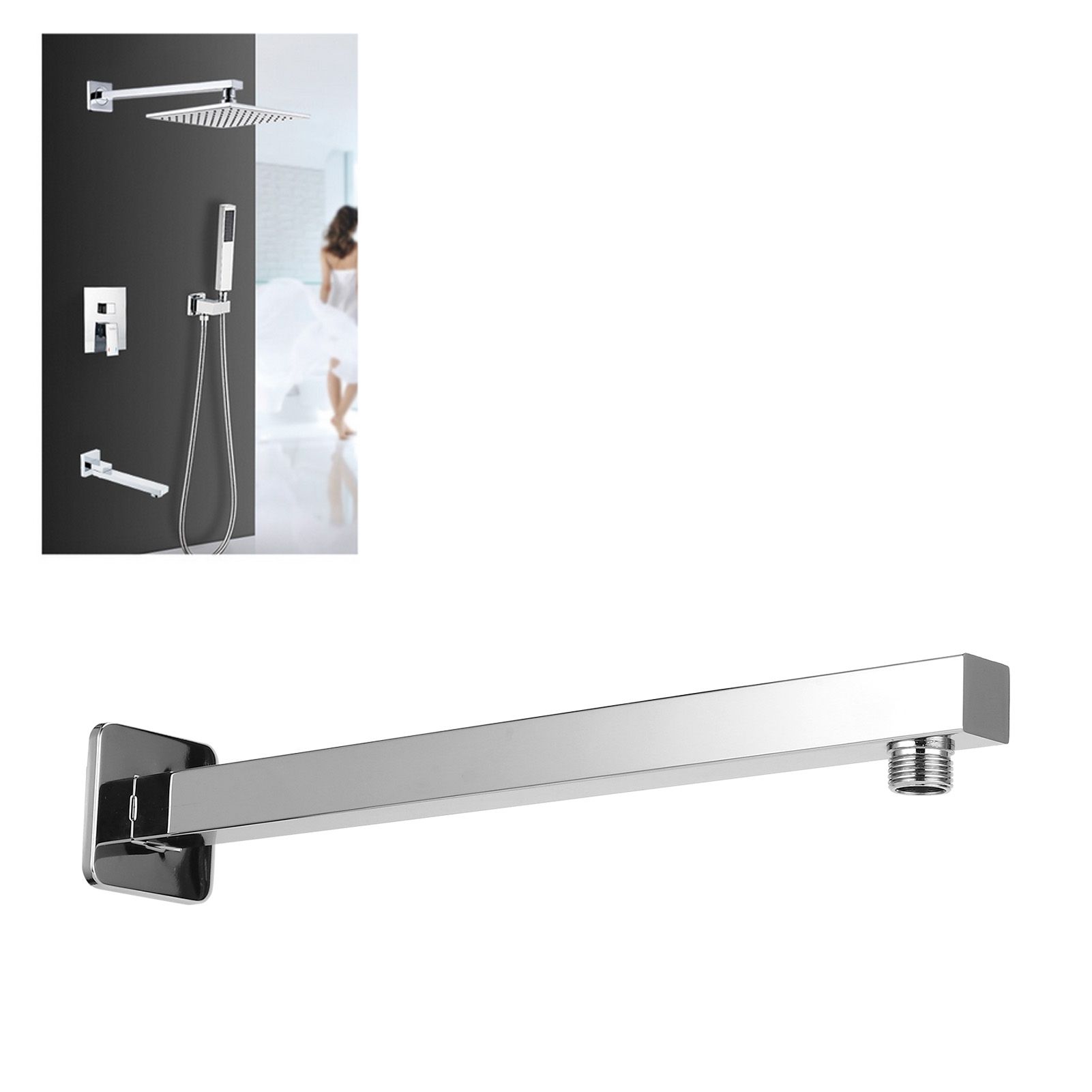 NPT1/2 Wall Shower Arm with Decorative Cover Electroplating Shower Extension view 11