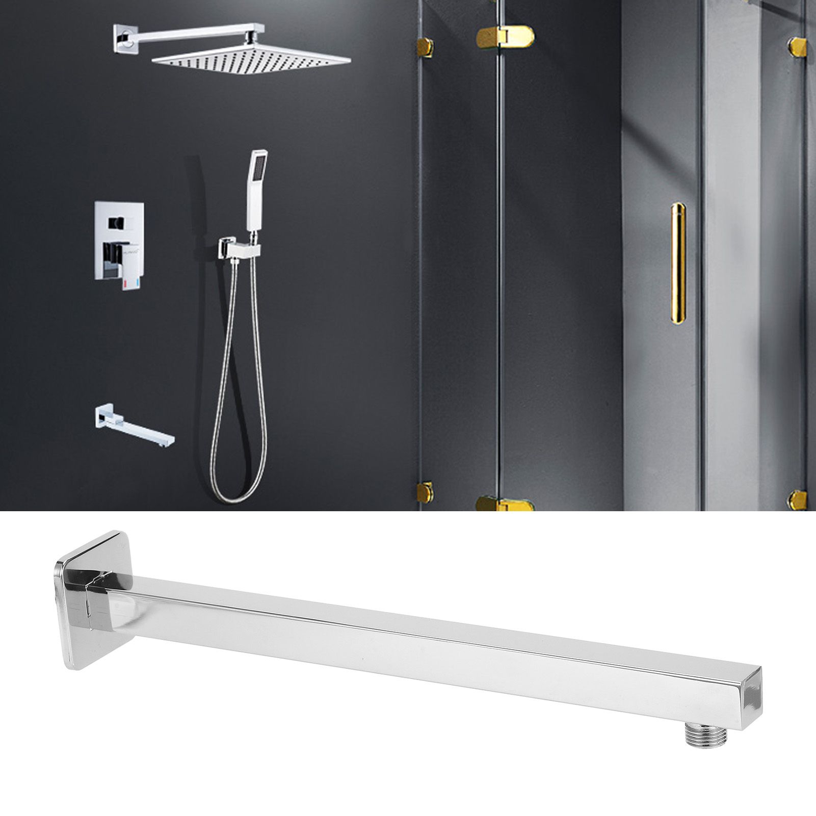 NPT1/2 Wall Shower Arm with Decorative Cover Electroplating Shower Extension view 12