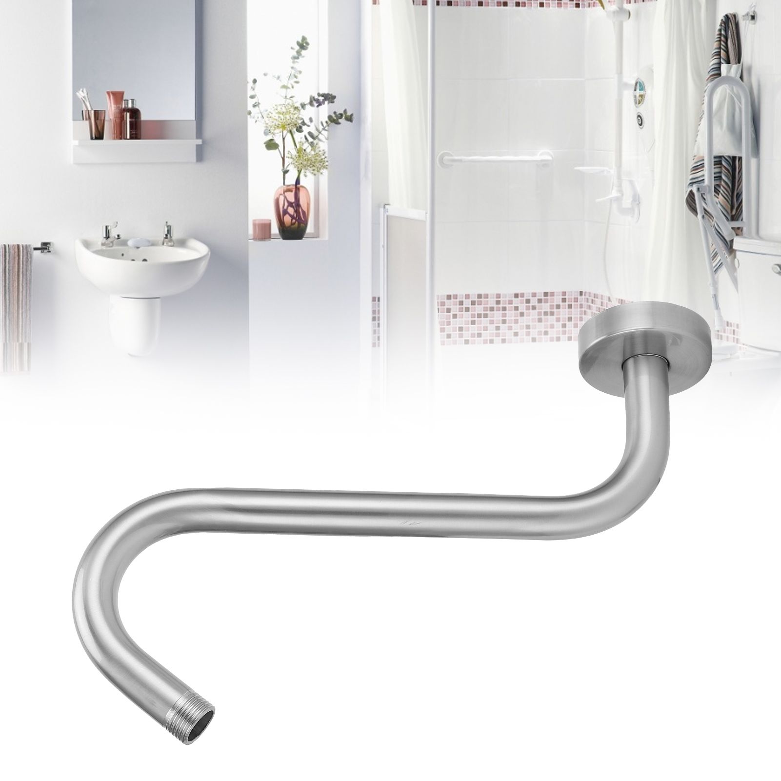 NPT1/2 High Rise Shower Arm SShape Shower Head Extension Arm Bathroom Accessory view 12