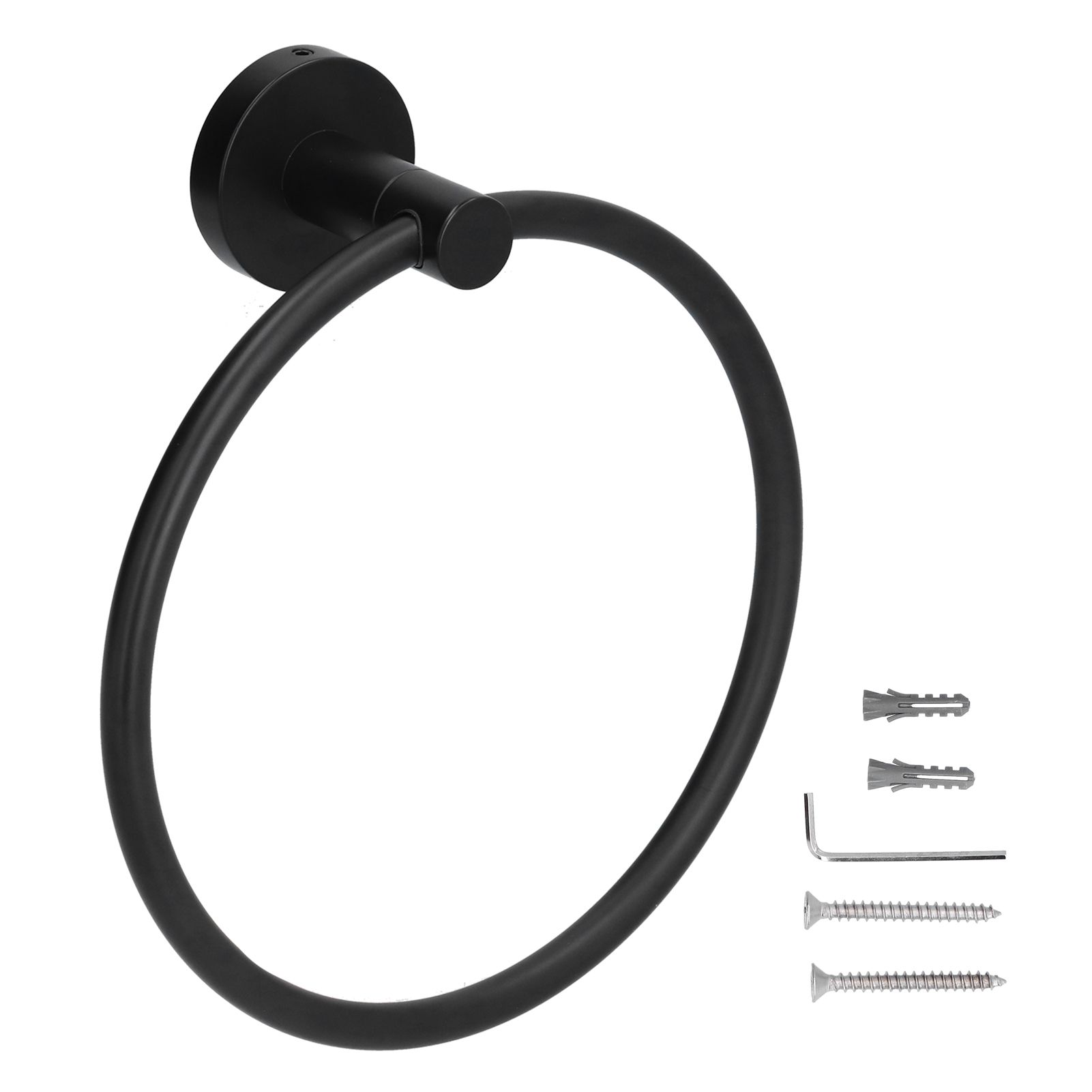 Towel Ring 304 Stainless Steel Wall Mount Matte Black Towel Holder Rack for view 2