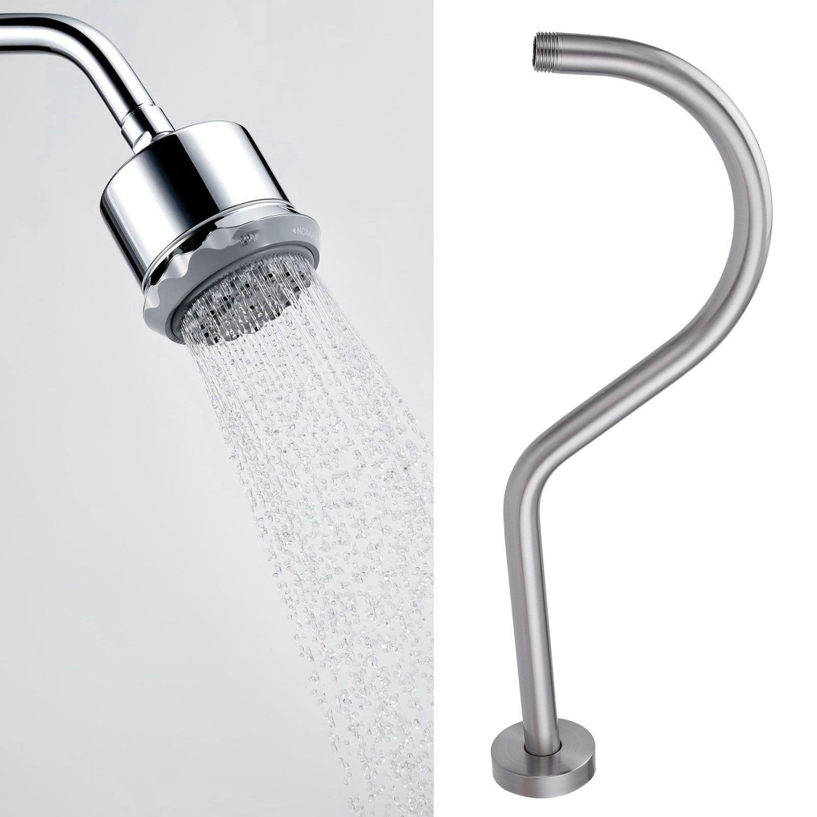 NPT1/2 Shower Arm Kit 17in WallMounted Brushed Shower Head Extension Rod Pipe view 11
