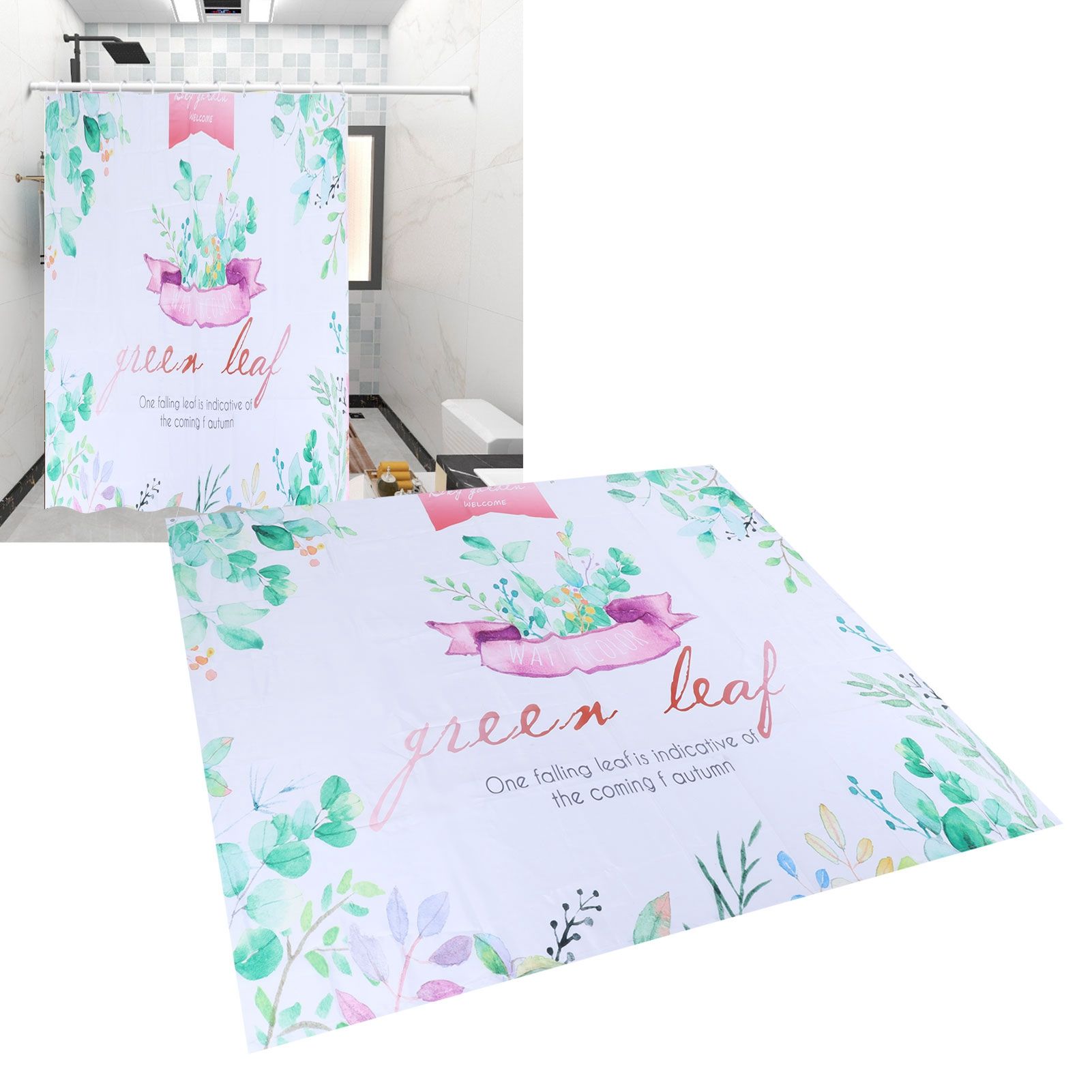 Plant Pattern Shower Curtain Innovative Waterproof Bath Curtain for Bathroom view 11