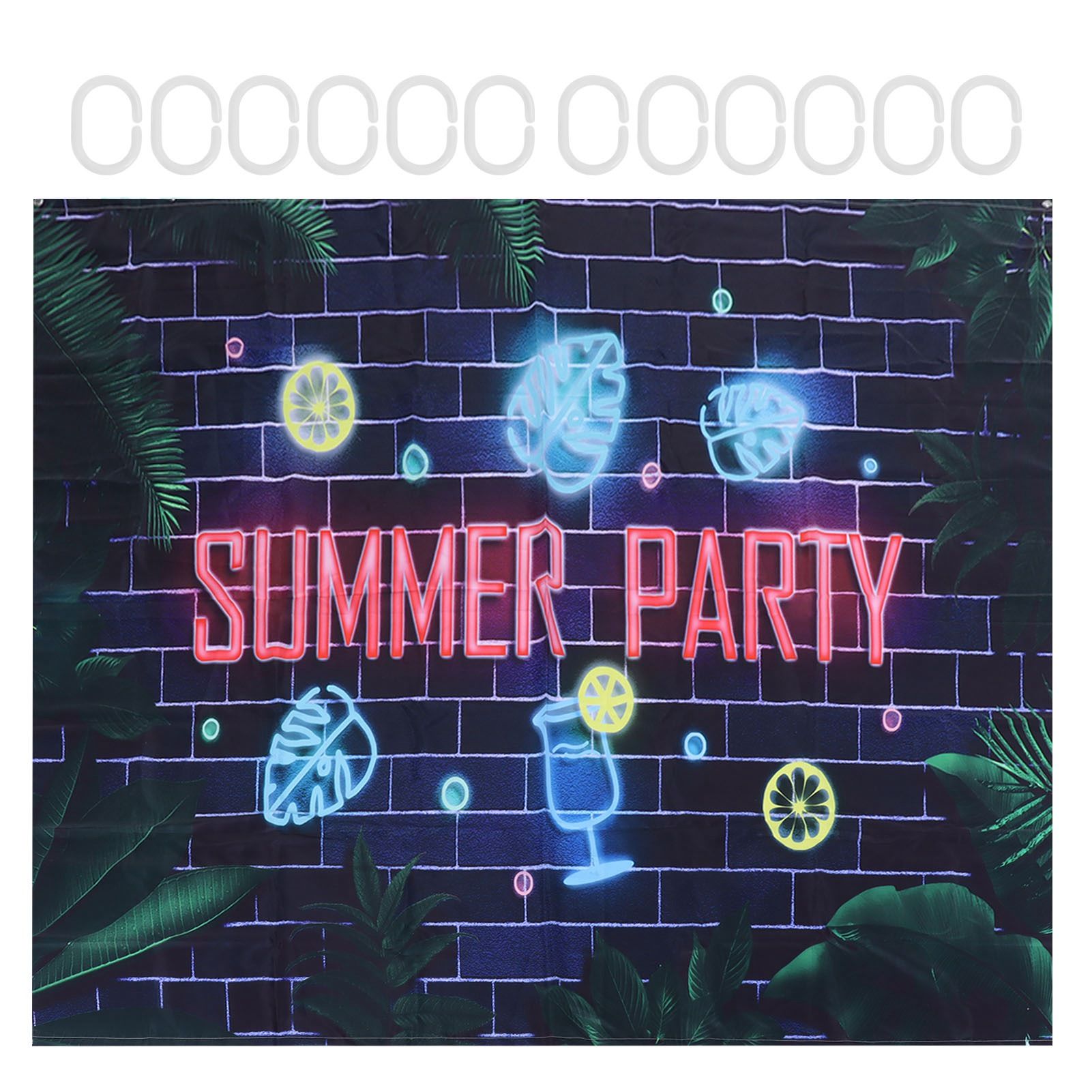 Summer Pattern Polyester Shower Curtain PunchFree Waterproof Bathroom Curtain view 2