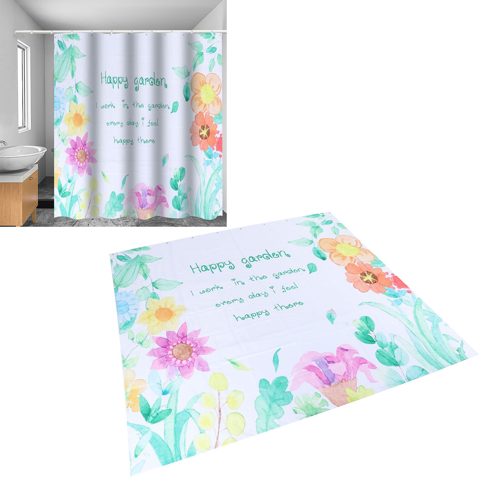 Floral Pattern Shower Curtain Summer Polyester Waterproof Curtain Bathroom view 12