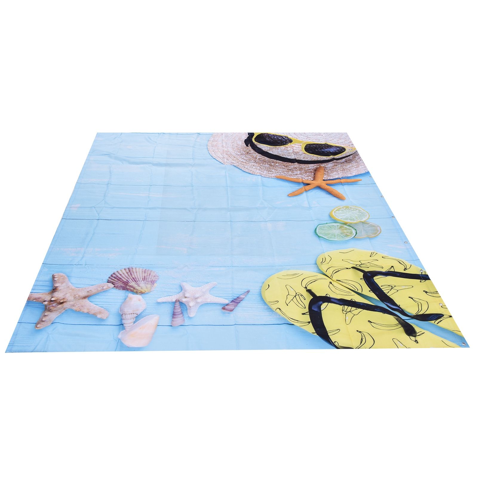 Beach Pattern Shower Curtain Waterproof Polyester Bathroom Curtain with Hooks