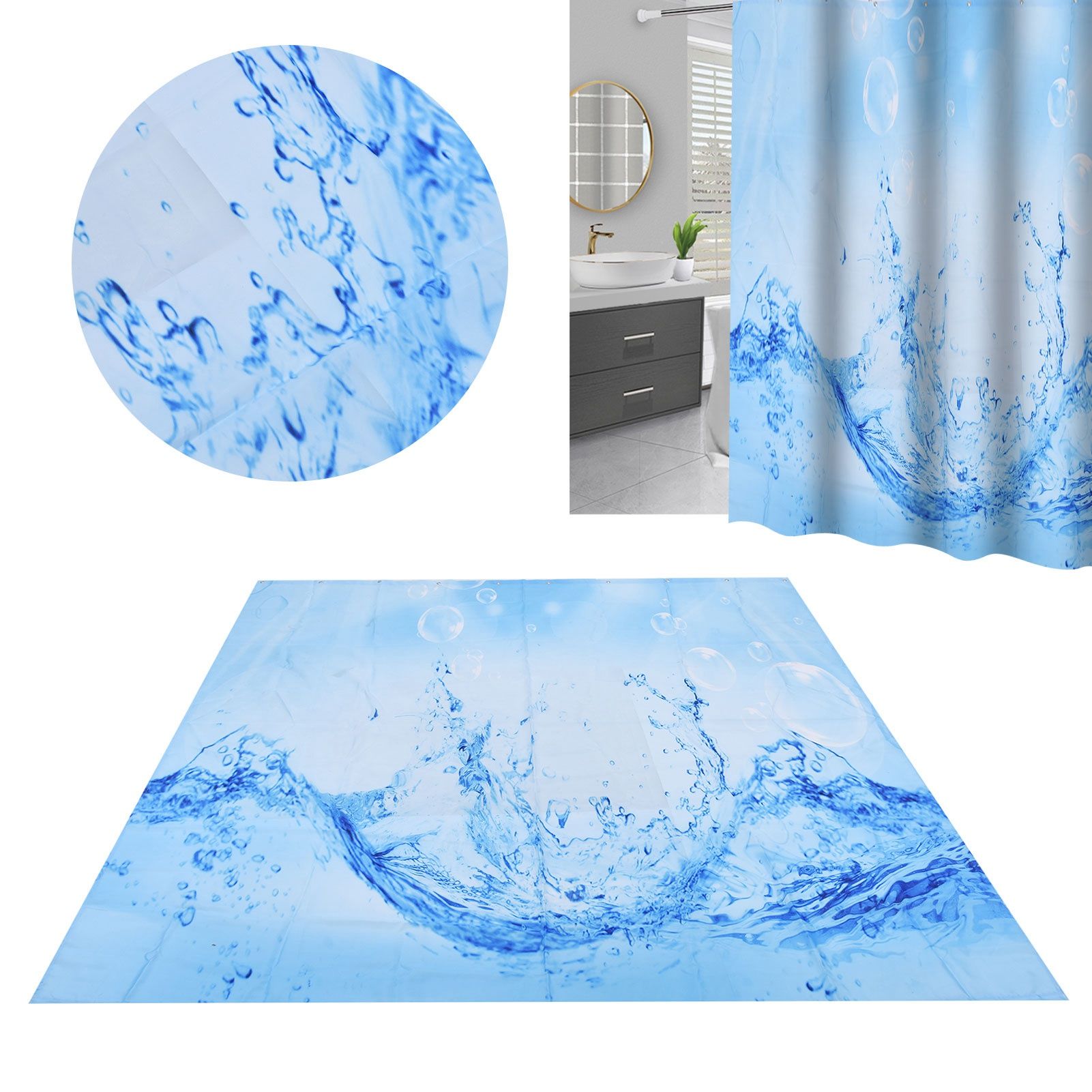 Innovative Pattern Curtain Waterproof Bright Color Shower Curtain for Bathroom view 12
