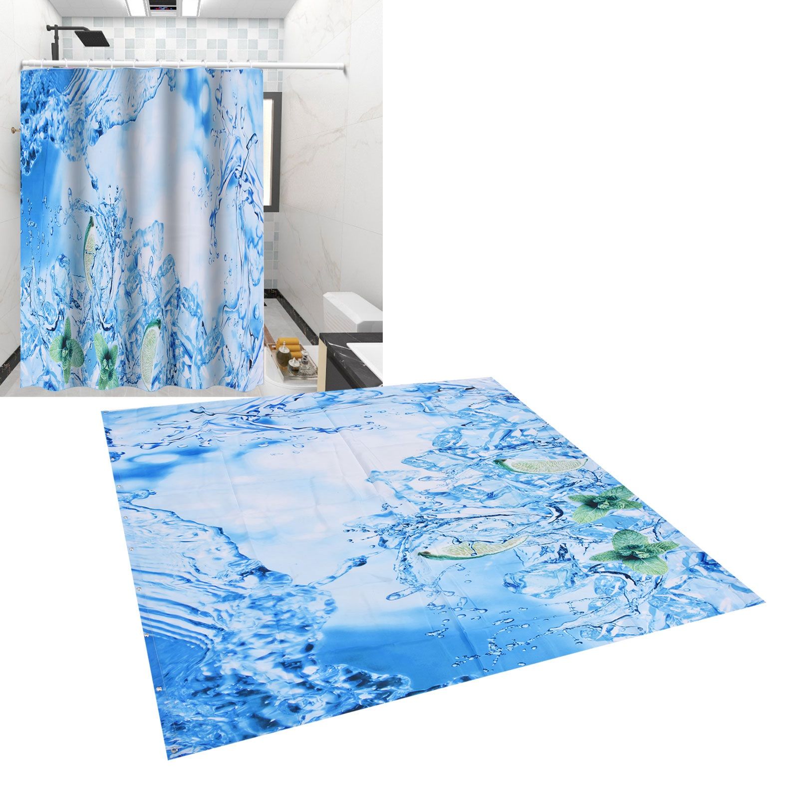 Bathroom Curtain with Hook Waterproof Elastic Hanging Shower Curtain for Home view 11