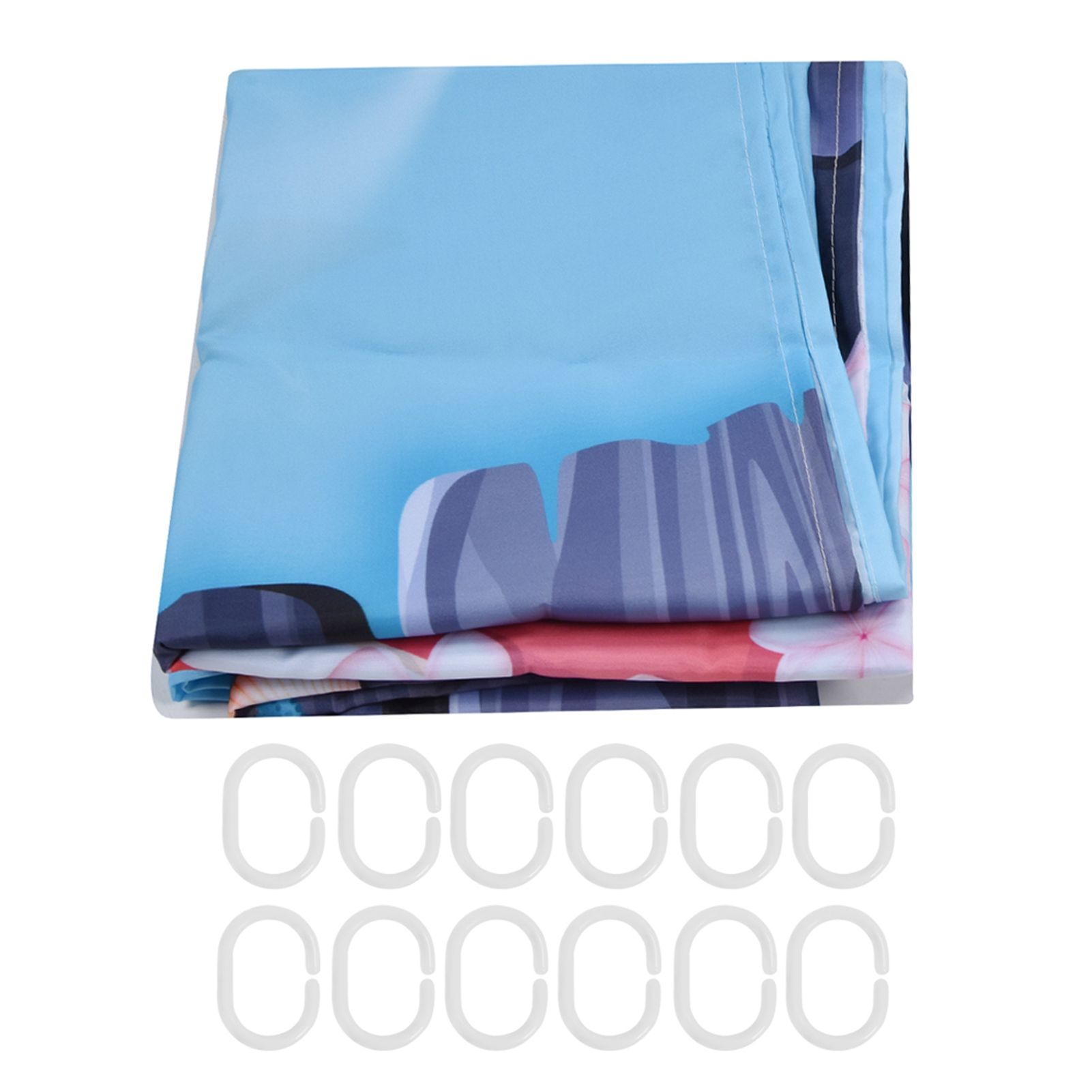 Summer Cool Curtain with Hook Waterproof Shower Curtain for Bathroom Home view 2