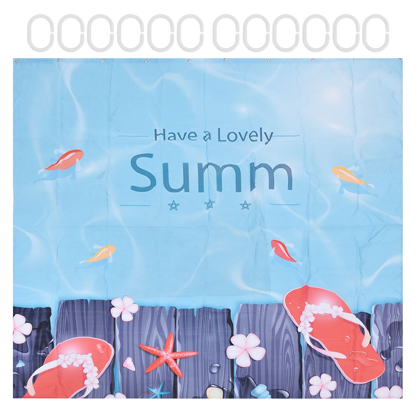Summer Cool Curtain with Hook Waterproof Shower Curtain for Bathroom Home view 7