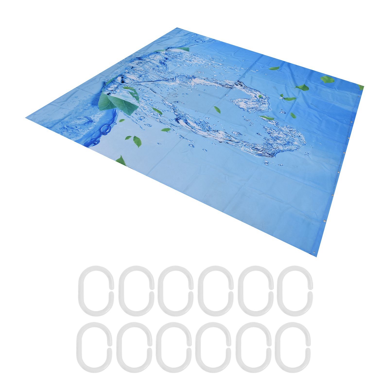 Shower Curtain Waterproof Polyester Blackout Curtain with Hook for Bathroom view 2