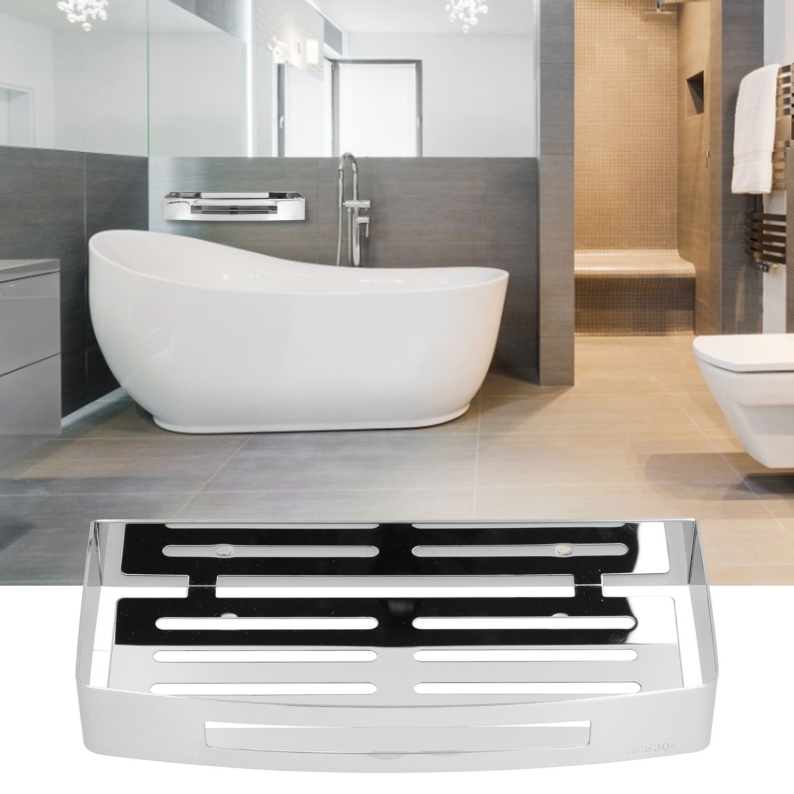 304 Stainless Steel Soap Holder Kitchen Sponge Tray Wall Mounted Shower Shelf view 12