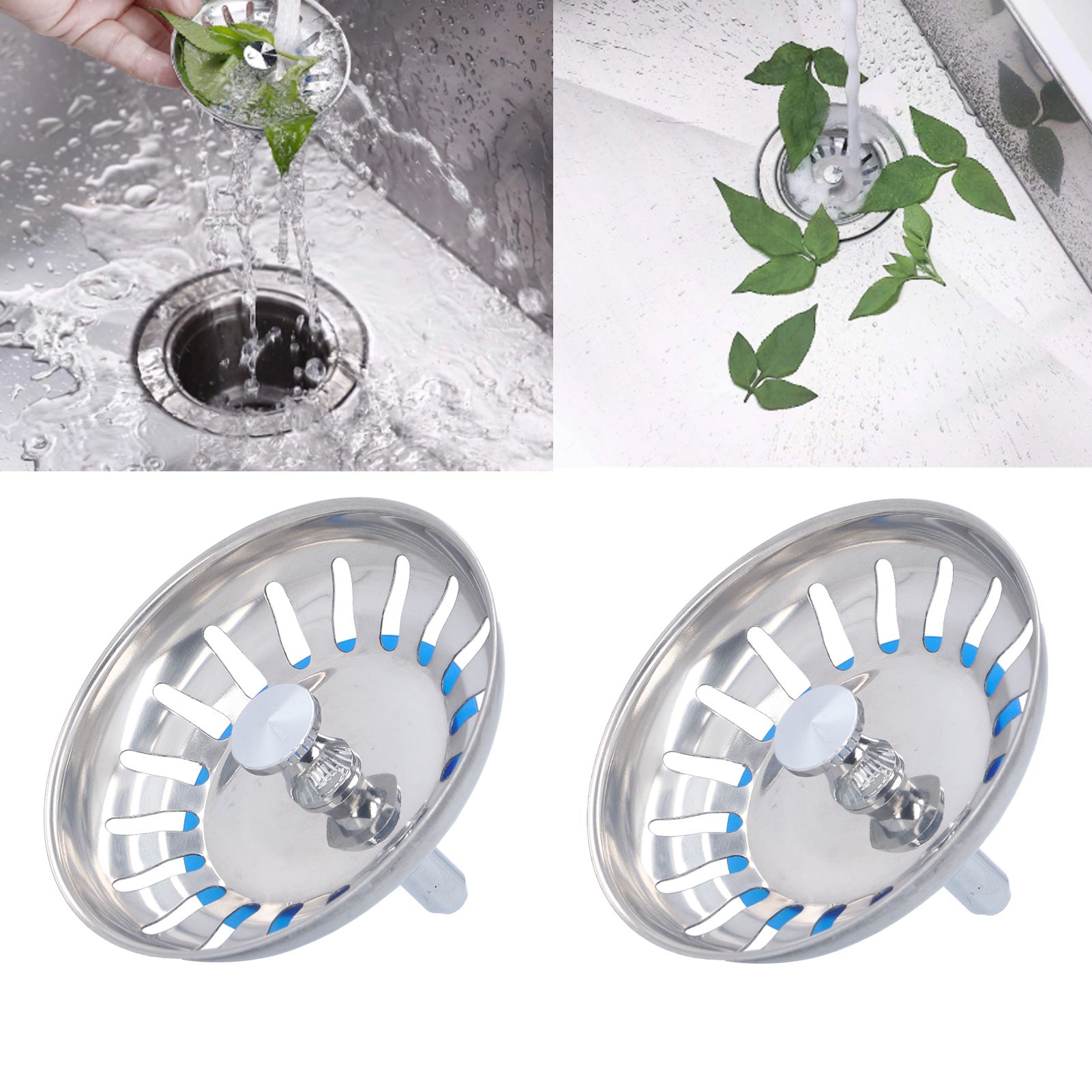 2Pcs Home Kitchen Sink Strainer Plug Stopper 304 Stainless Steel AntiClogging view 12