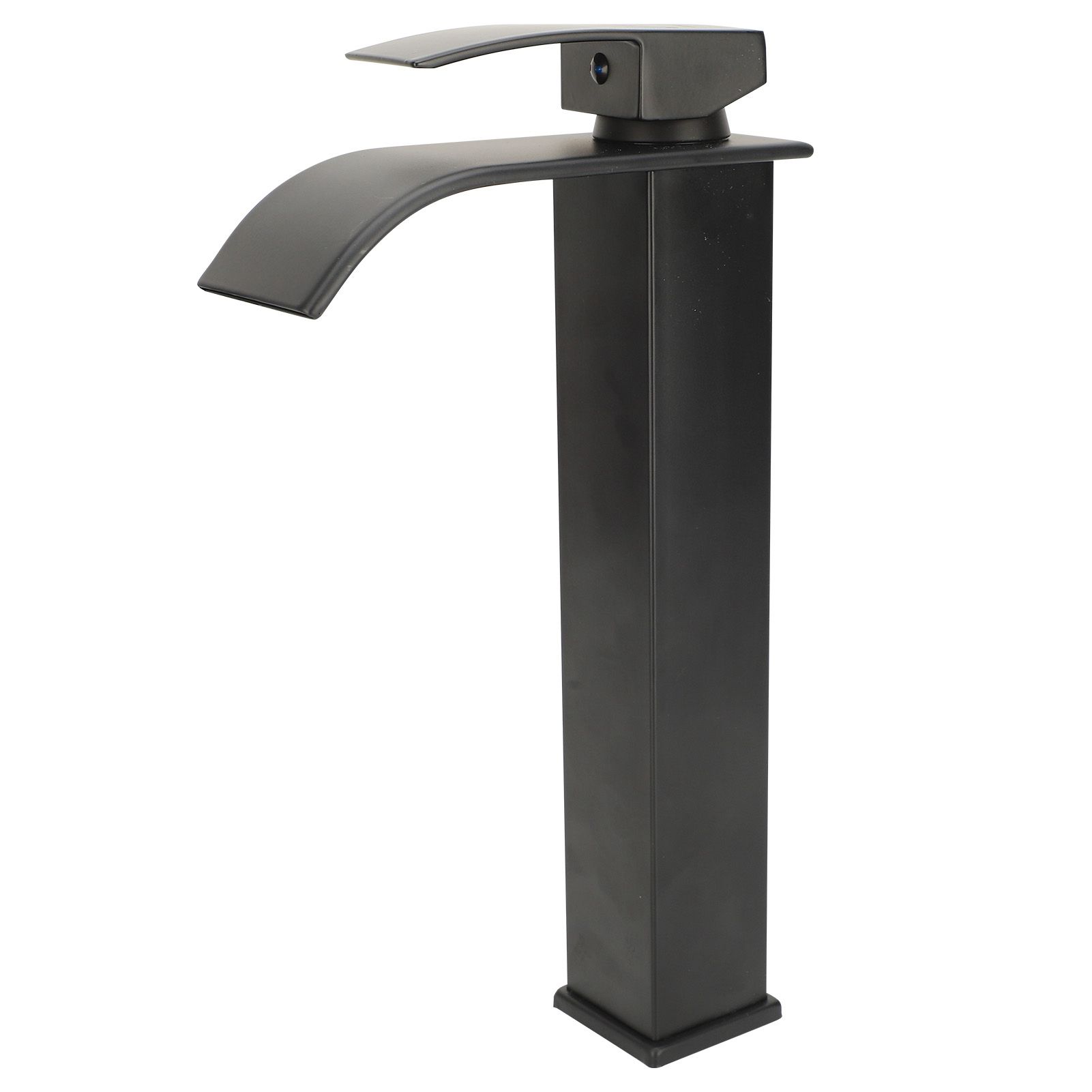 Waterfall Bathroom Faucet Electroplated Black Single Handle Copper Valve Core view 6