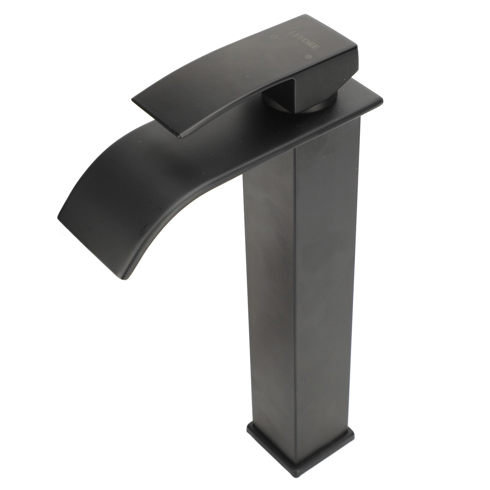 Waterfall Bathroom Faucet Electroplated Black Single Handle Copper Valve Core view 9
