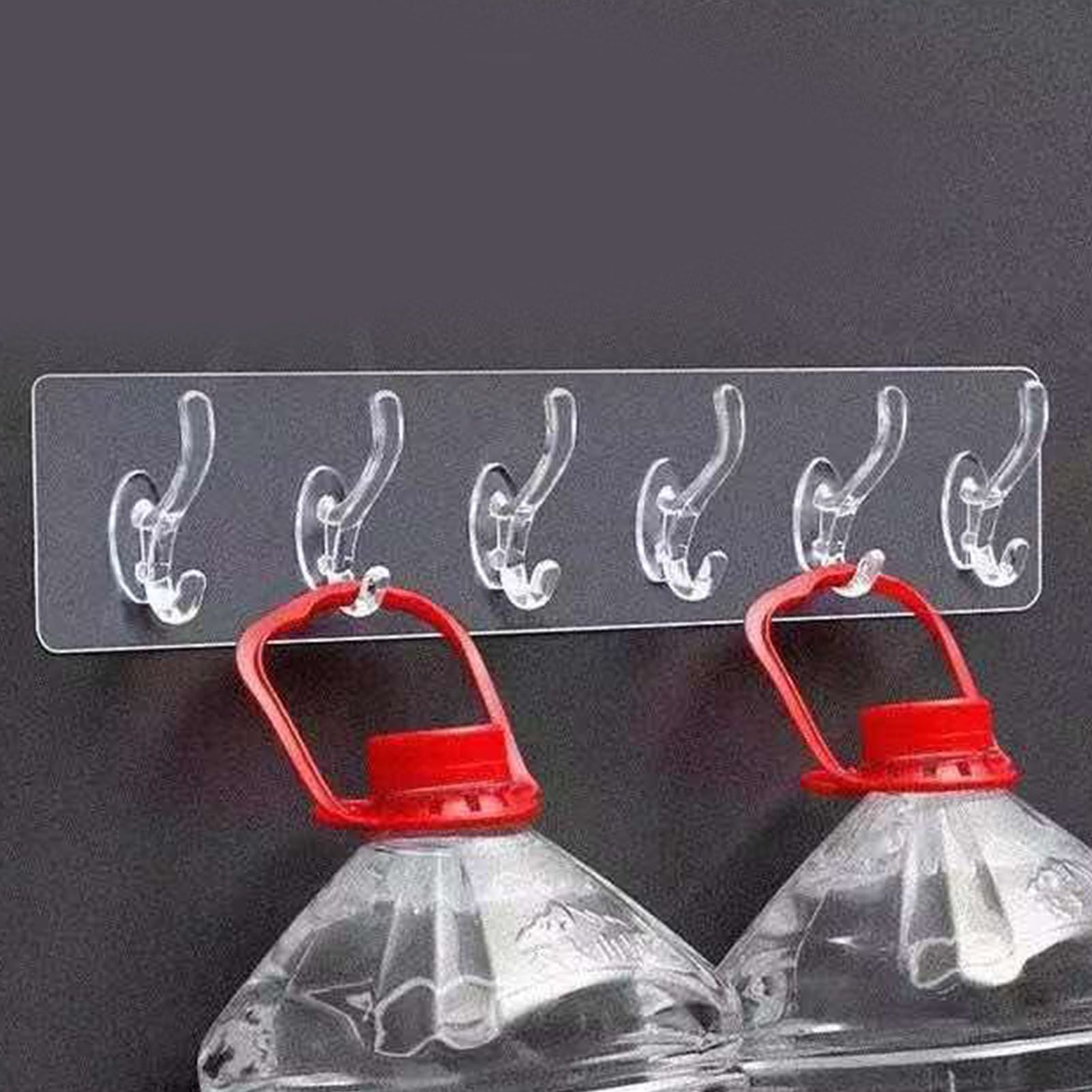 Long Strip Hook Wall Mount Punch Free Traceless Strong Adhesive Transparent view 8