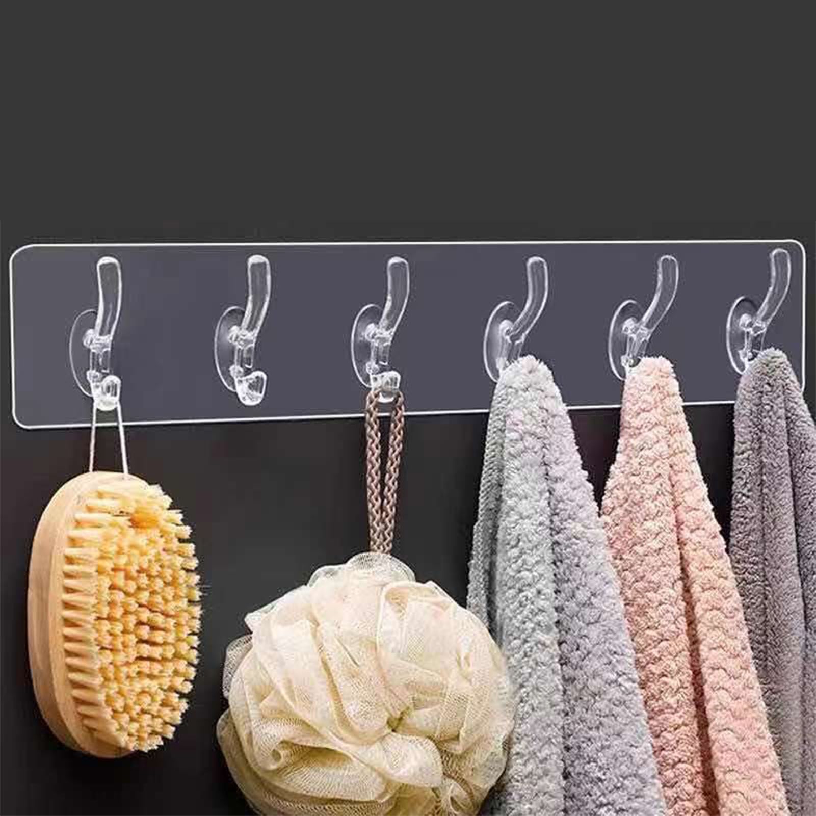 Long Strip Hook Wall Mount Punch Free Traceless Strong Adhesive Transparent view 9