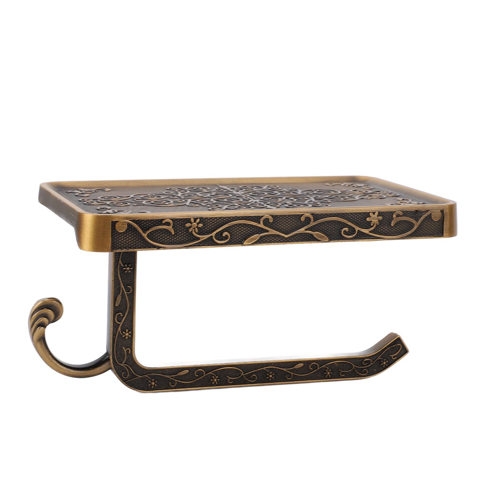 Toilet Paper Holder with Shelf Aluminum Alloy Wall Mounted Vintage Retro view 6