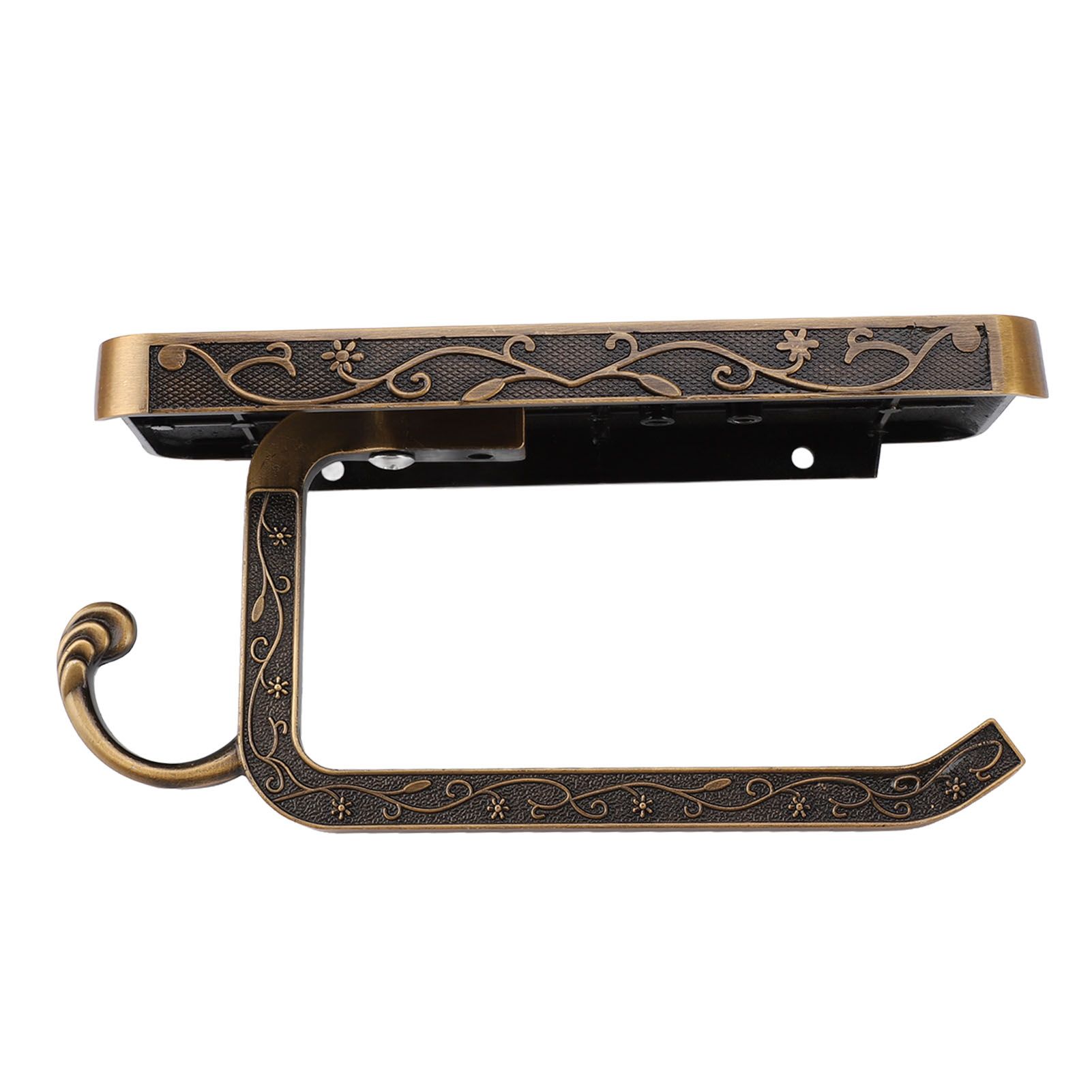 Toilet Paper Holder with Shelf Aluminum Alloy Wall Mounted Vintage Retro view 12