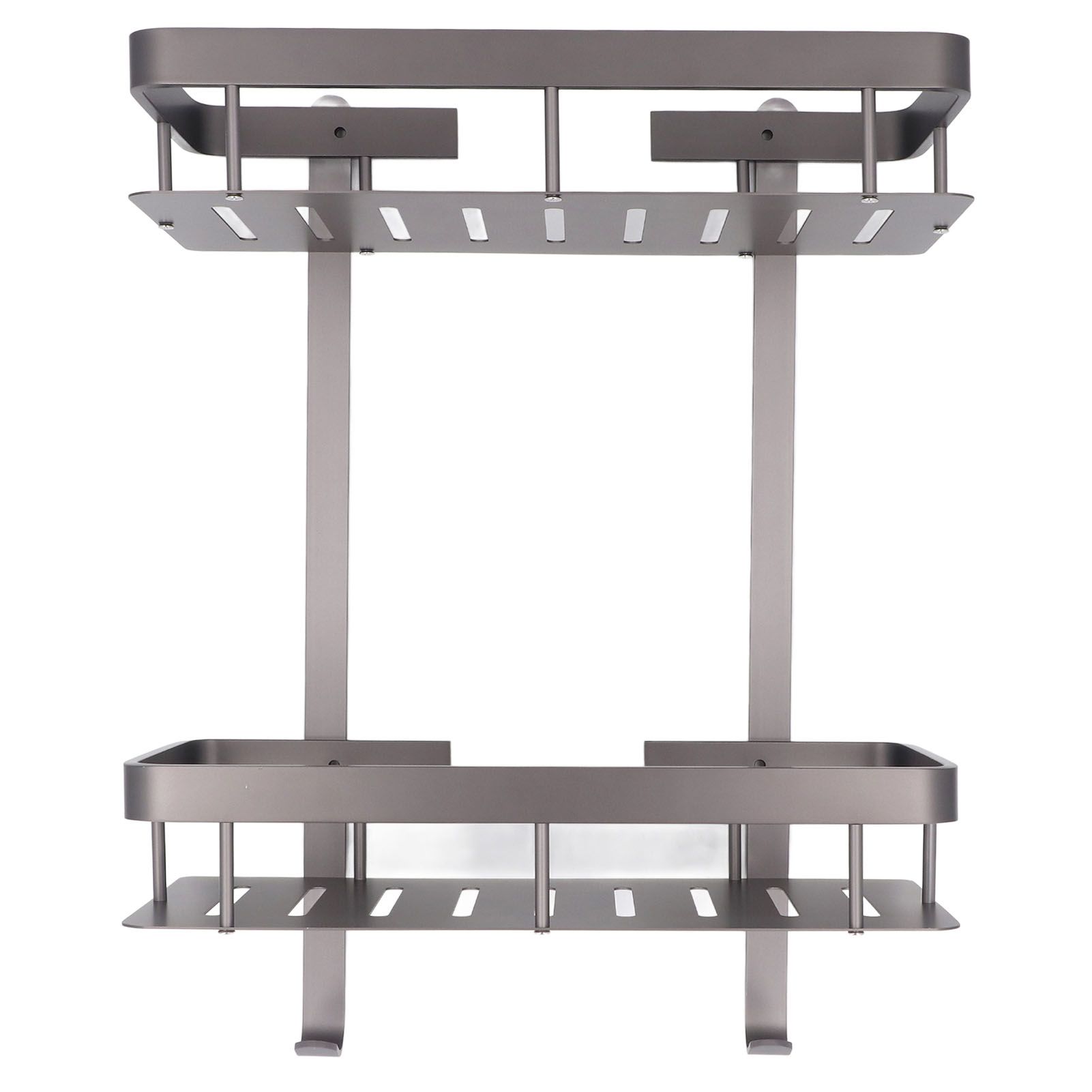Bathroom Storage Shelf Double Layer Aluminium Alloy Surrounding Edges Wall — image 1