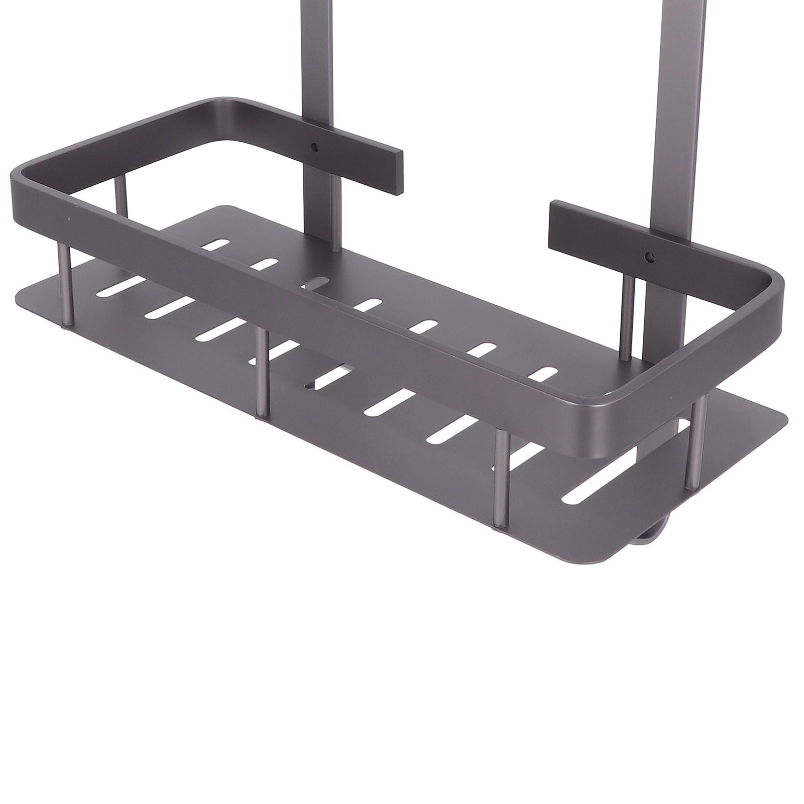 Bathroom Storage Shelf Double Layer Aluminium Alloy Surrounding Edges Wall view 5